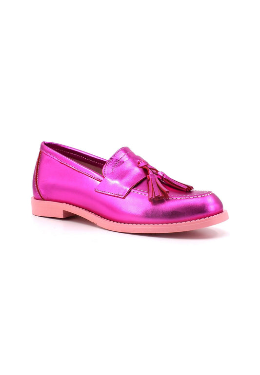 DIVINE FOLLIE Mocassino Laminato Donna Fuxia DF2341 - Sandrini Calzature e Abbigliamento