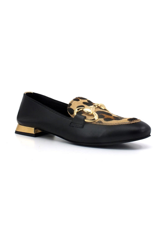 DIVINE FOLLIE Mocassino Leopard Donna Nero 175-16F - Sandrini Calzature e Abbigliamento