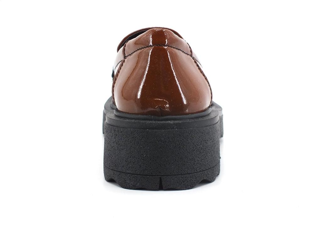 DIVINE FOLLIE Mocassino Pelle Bicolor Cuoio BR07 - Sandrini Calzature e Abbigliamento