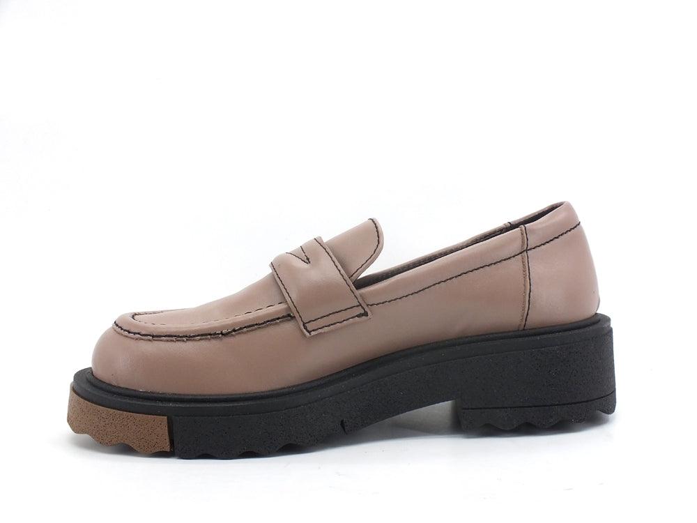DIVINE FOLLIE Mocassino Pelle Bicolor Taupe BR07 - Sandrini Calzature e Abbigliamento