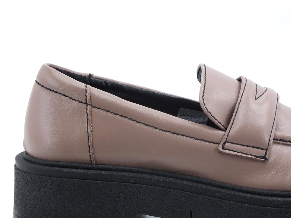 DIVINE FOLLIE Mocassino Pelle Bicolor Taupe BR07 - Sandrini Calzature e Abbigliamento