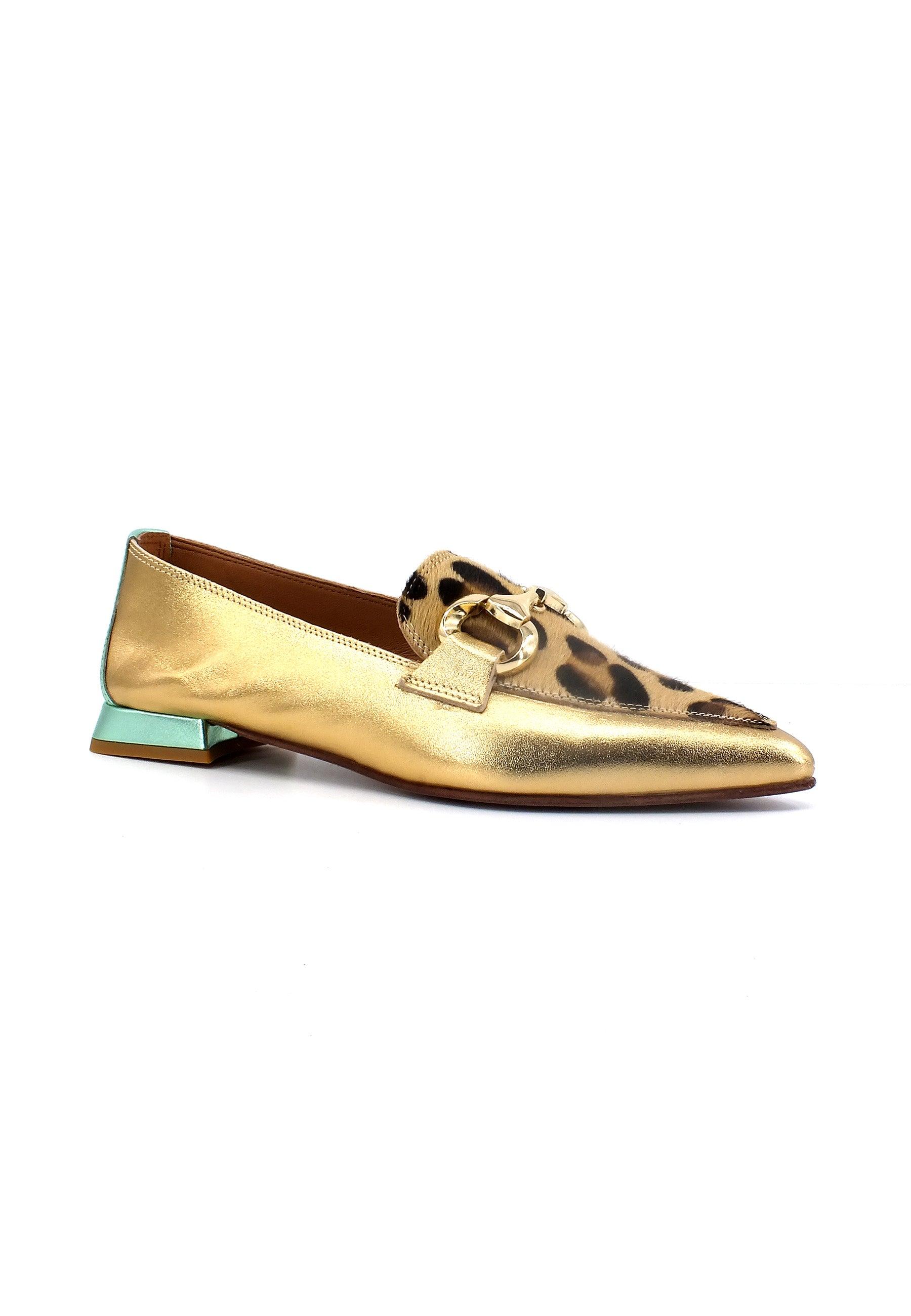 DIVINE FOLLIE Mocassino Punta Donna Leo Gold 901-20F - Sandrini Calzature e Abbigliamento