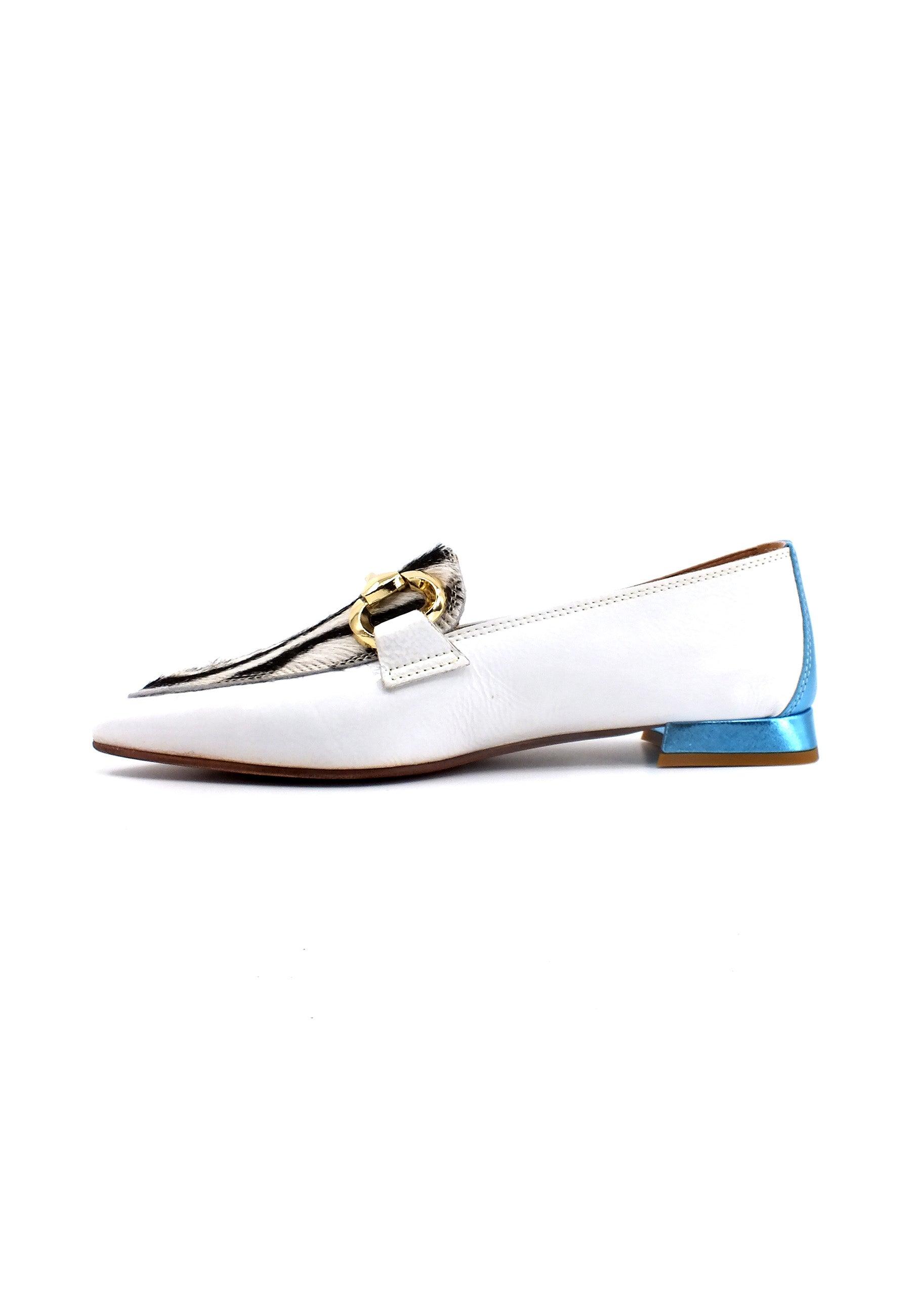 DIVINE FOLLIE Mocassino Punta Donna Zebra Bianco 901-20F - Sandrini Calzature e Abbigliamento