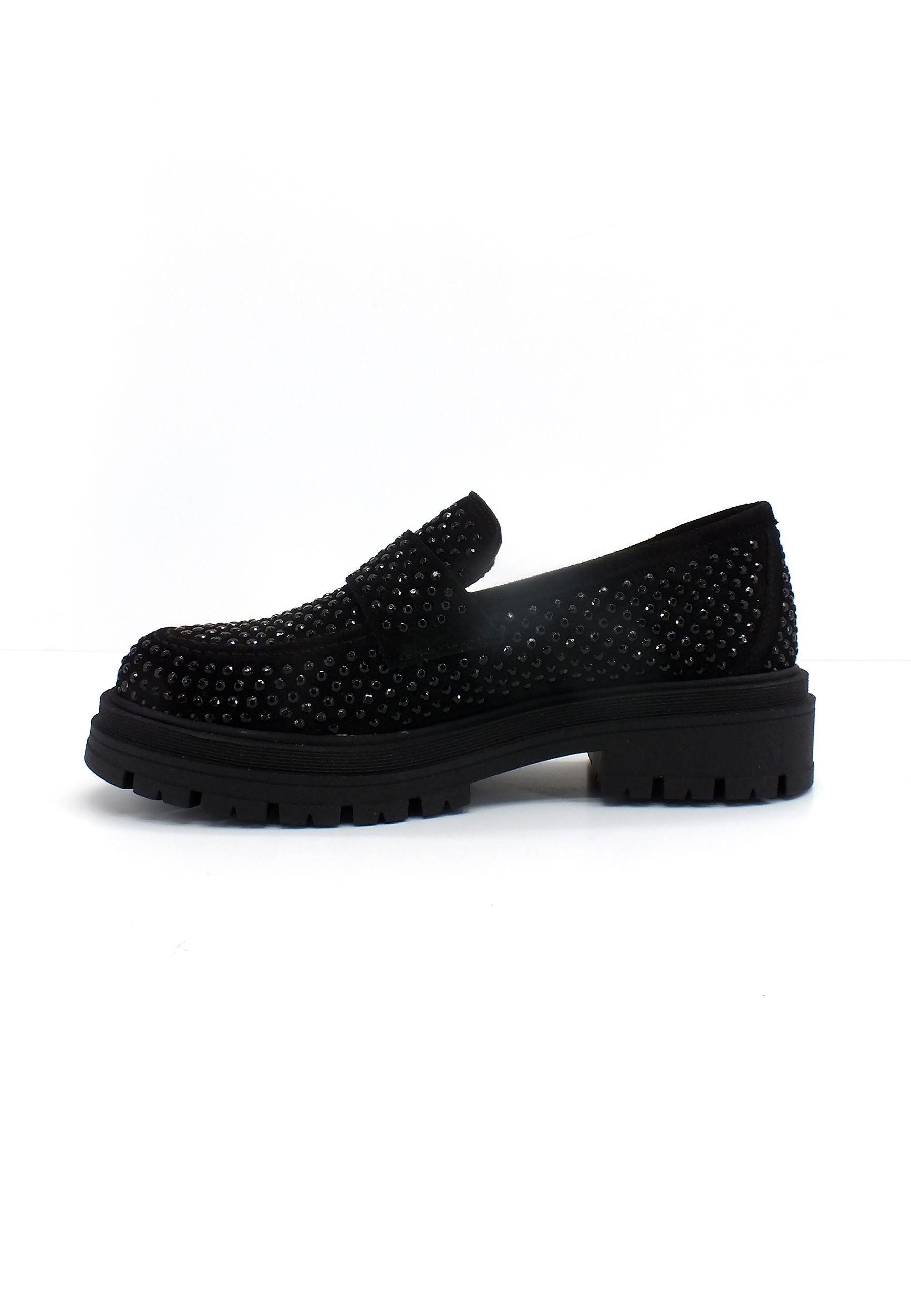 DIVINE FOLLIE Mocassino Strass Donna Nero DF2302 - Sandrini Calzature e Abbigliamento
