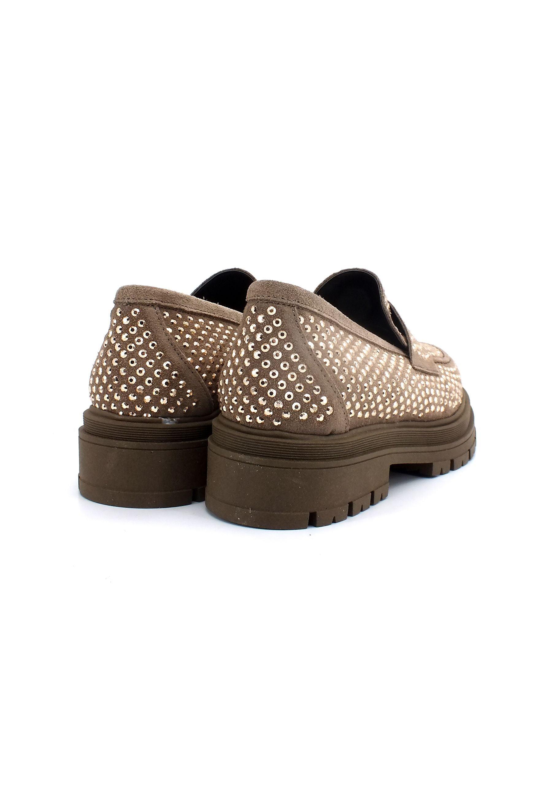DIVINE FOLLIE Mocassino Strass Donna Taupe DF2302 - Sandrini Calzature e Abbigliamento