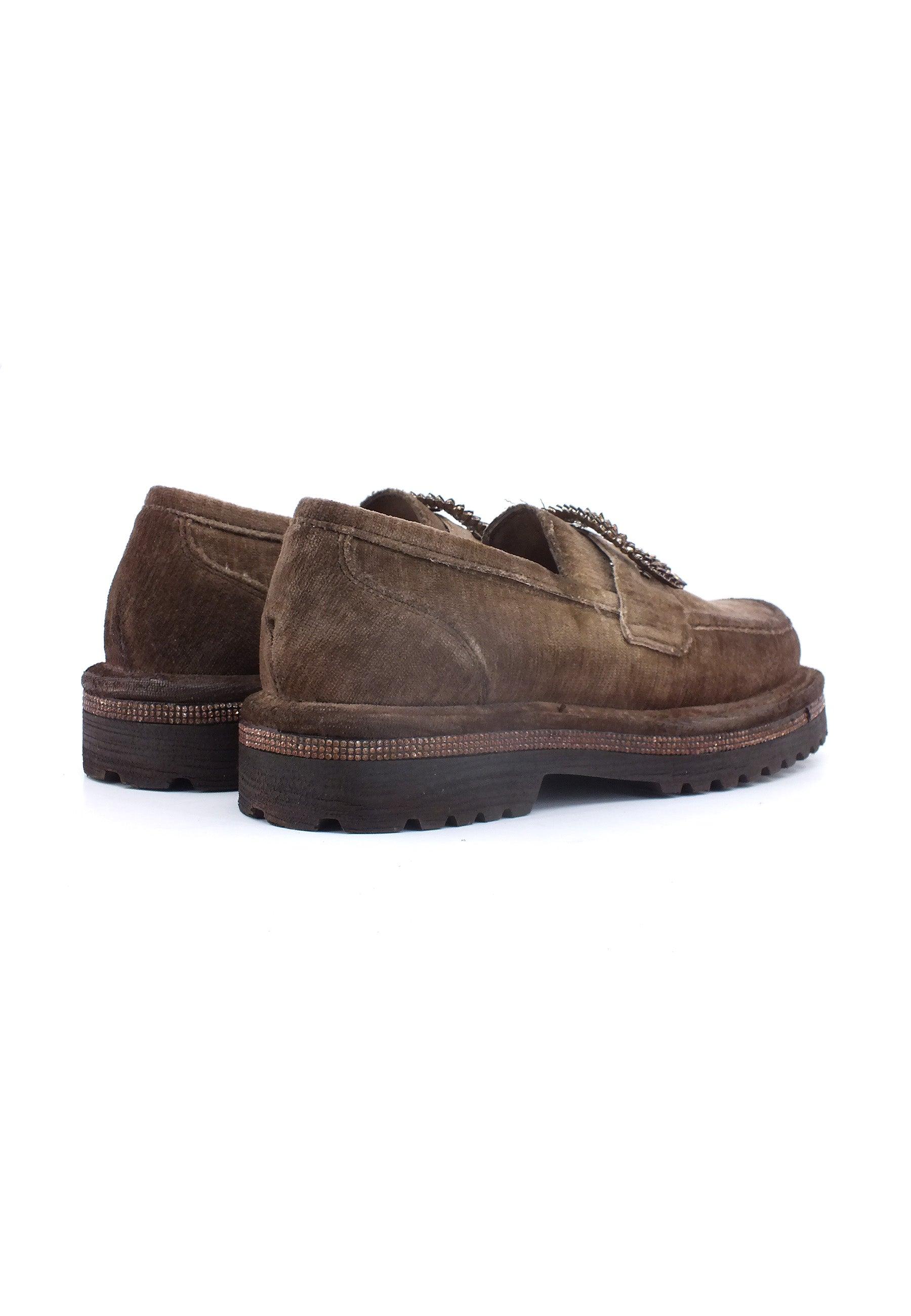 DIVINE FOLLIE Mocassino Velluto Donna Taupe Marrone NEWFULL01 - Sandrini Calzature e Abbigliamento