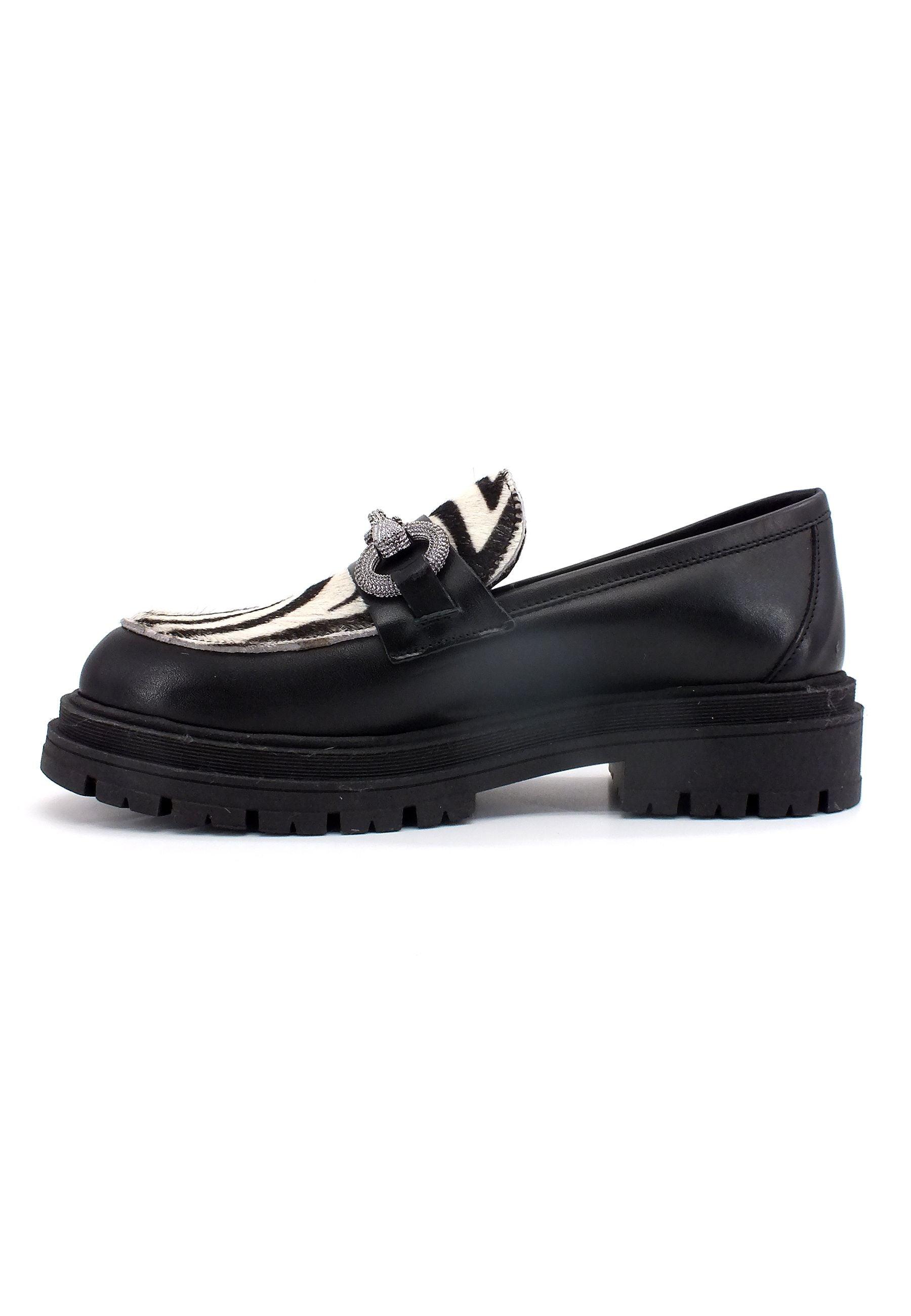 DIVINE FOLLIE Mocassino Zebra Donna Black DF2234 - Sandrini Calzature e Abbigliamento