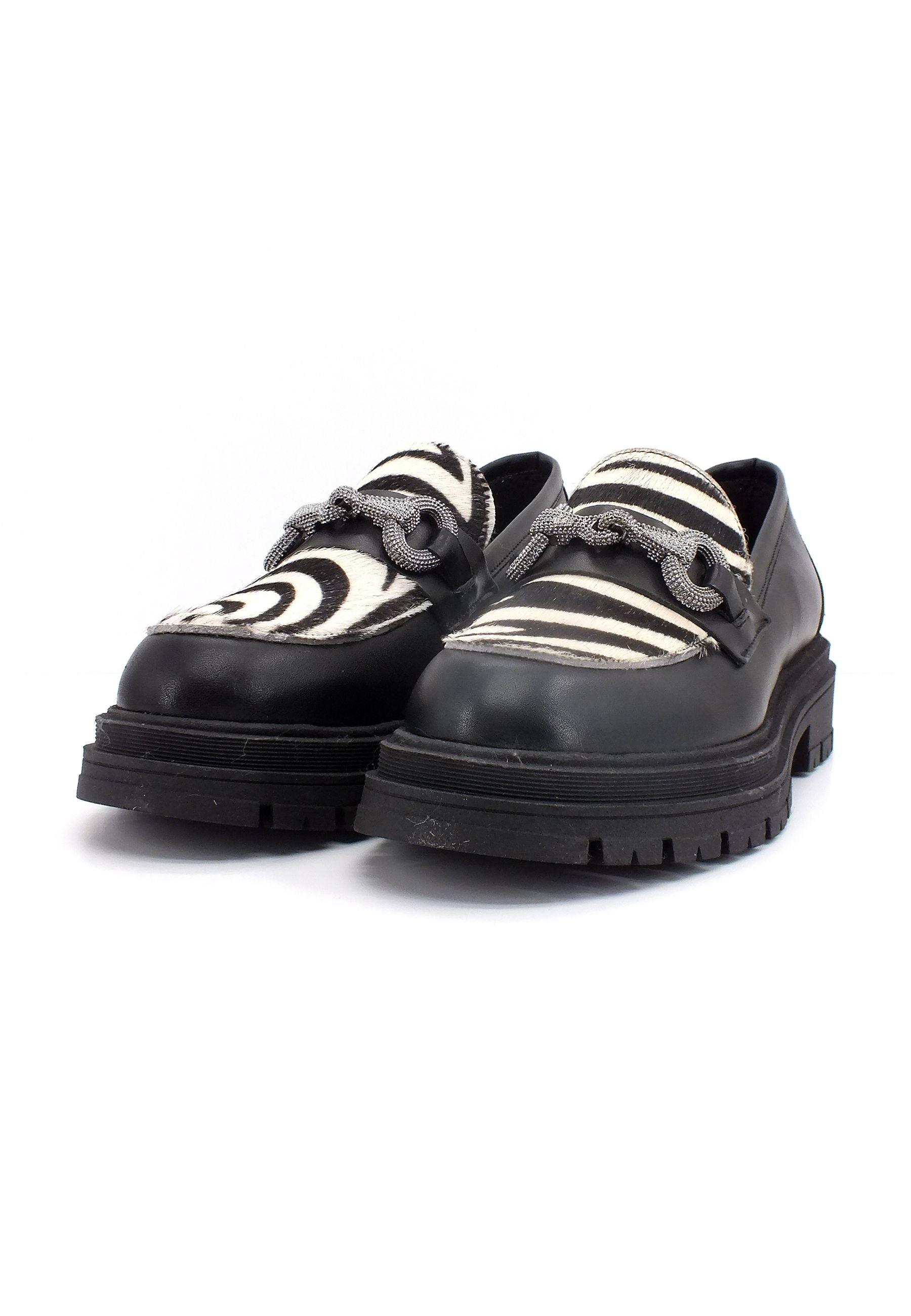 DIVINE FOLLIE Mocassino Zebra Donna Black DF2234 - Sandrini Calzature e Abbigliamento