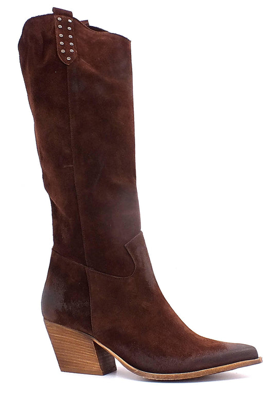 DIVINE FOLLIE Stivale Texano Borchiette Donna Marrone DF2203 - Sandrini Calzature e Abbigliamento