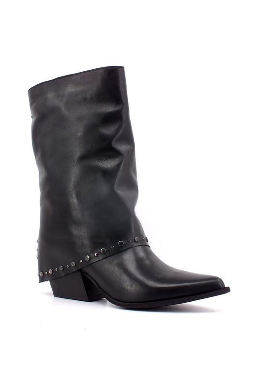 DIVINE FOLLIE Stivaletto Texano Borchie Nero A11 - Sandrini Calzature e Abbigliamento