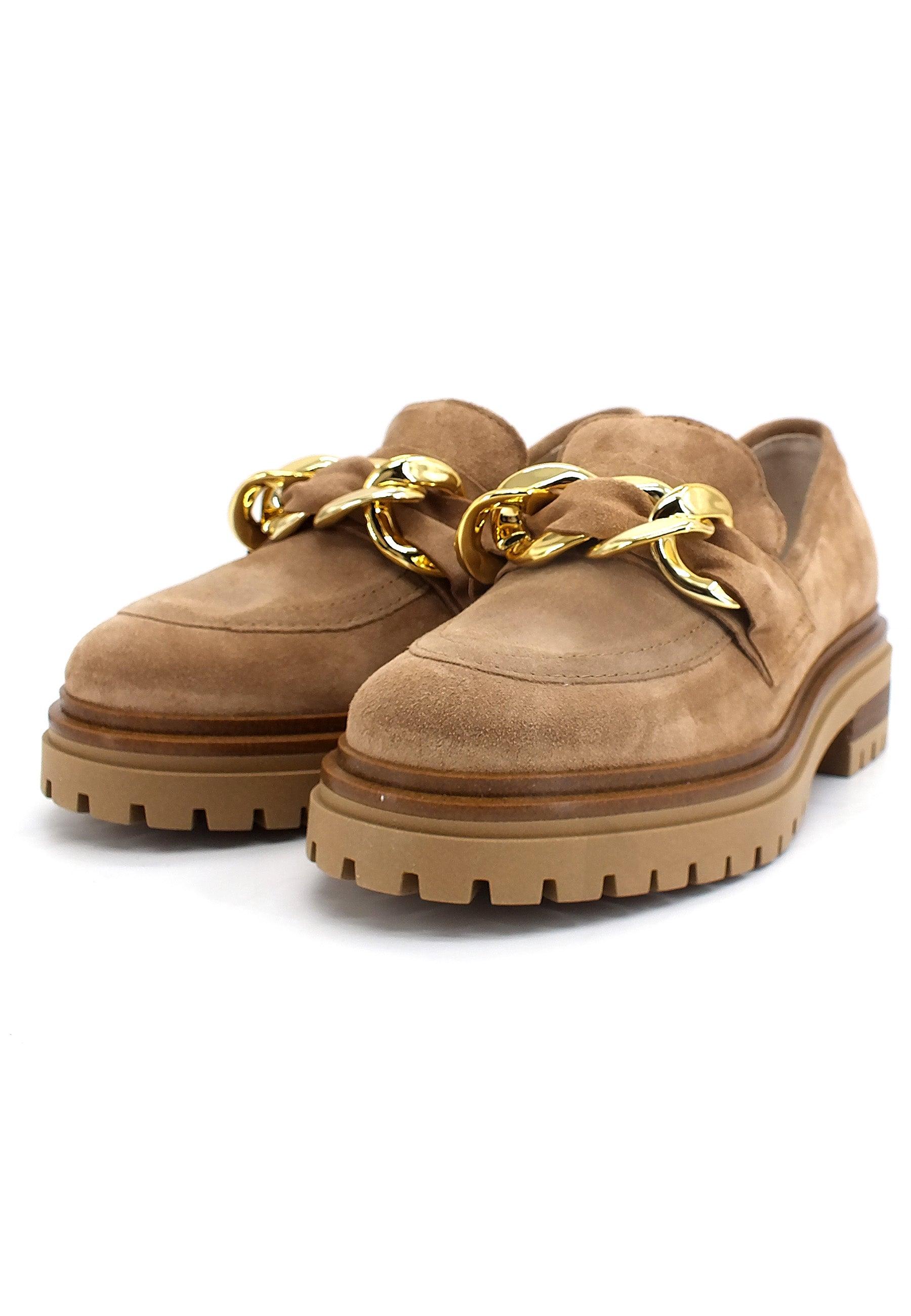 E' MIA Mocassino Fibbia Gold Donna Beige Camel CALLA - Sandrini Calzature e Abbigliamento