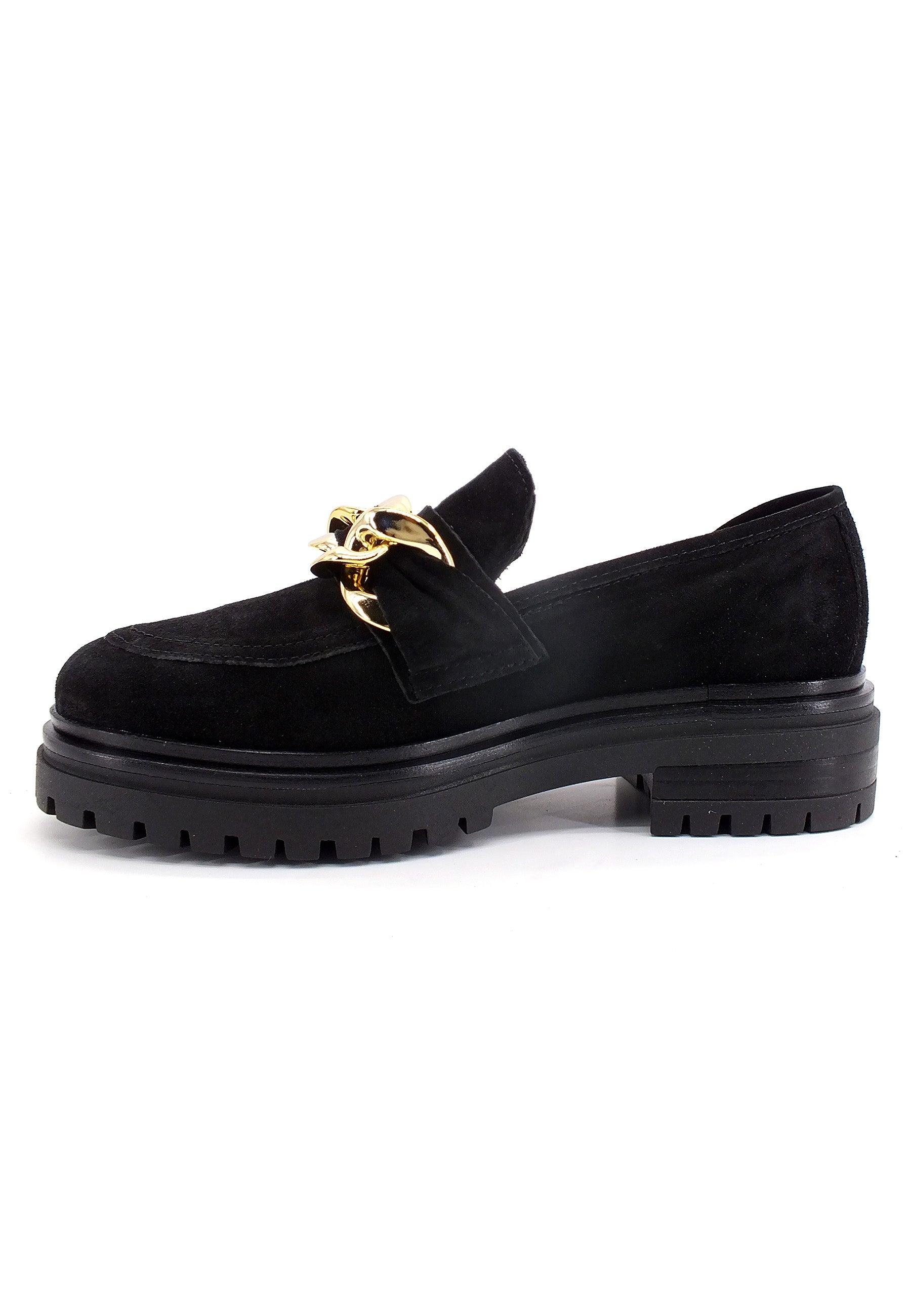 E' MIA Mocassino Fibbia Gold Donna Nero CALLA - Sandrini Calzature e Abbigliamento