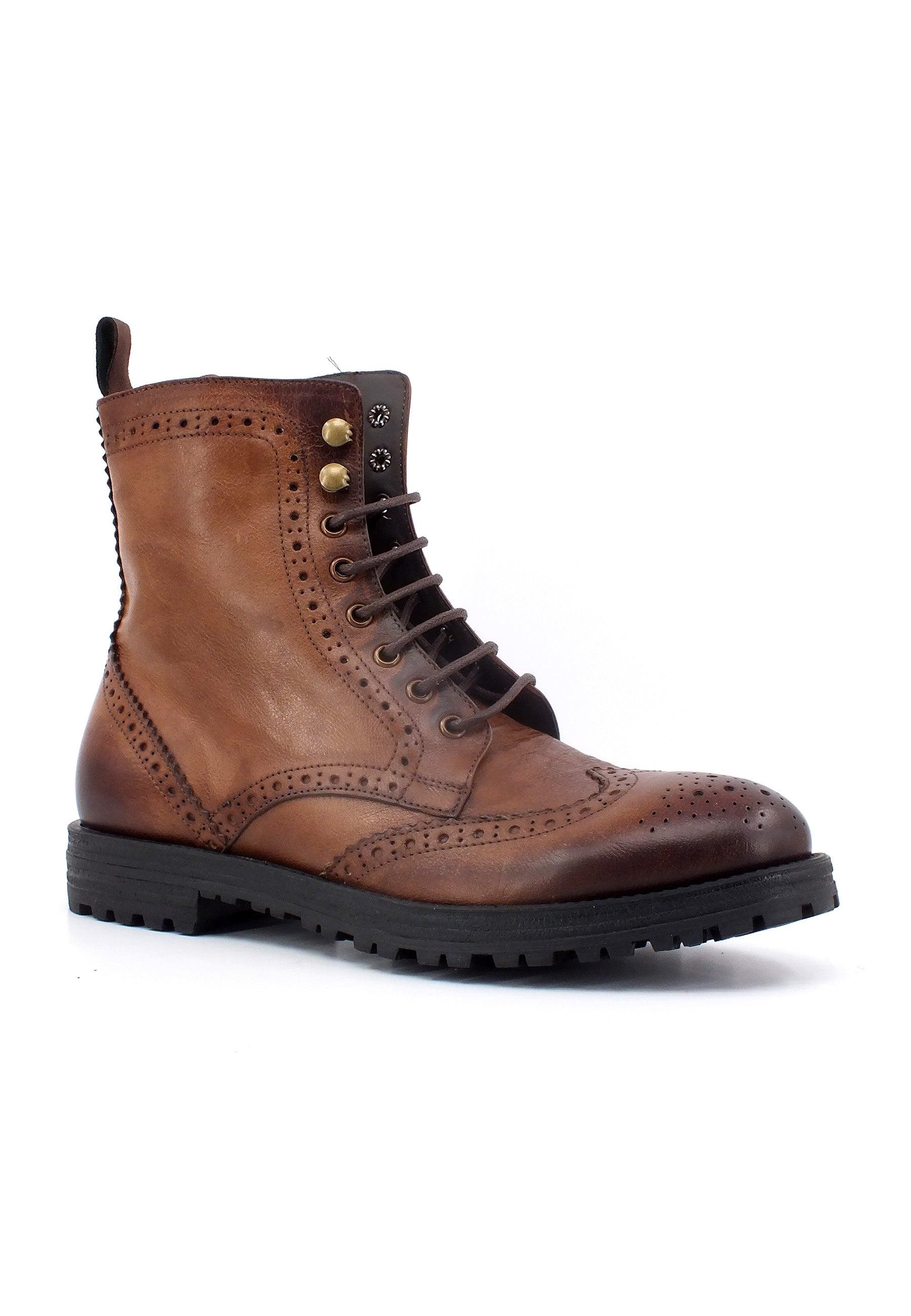 FRANCO FEDELE Stivaletto Anfibio Uomo Ottone Antico Marrone 1217 - Sandrini Calzature e Abbigliamento