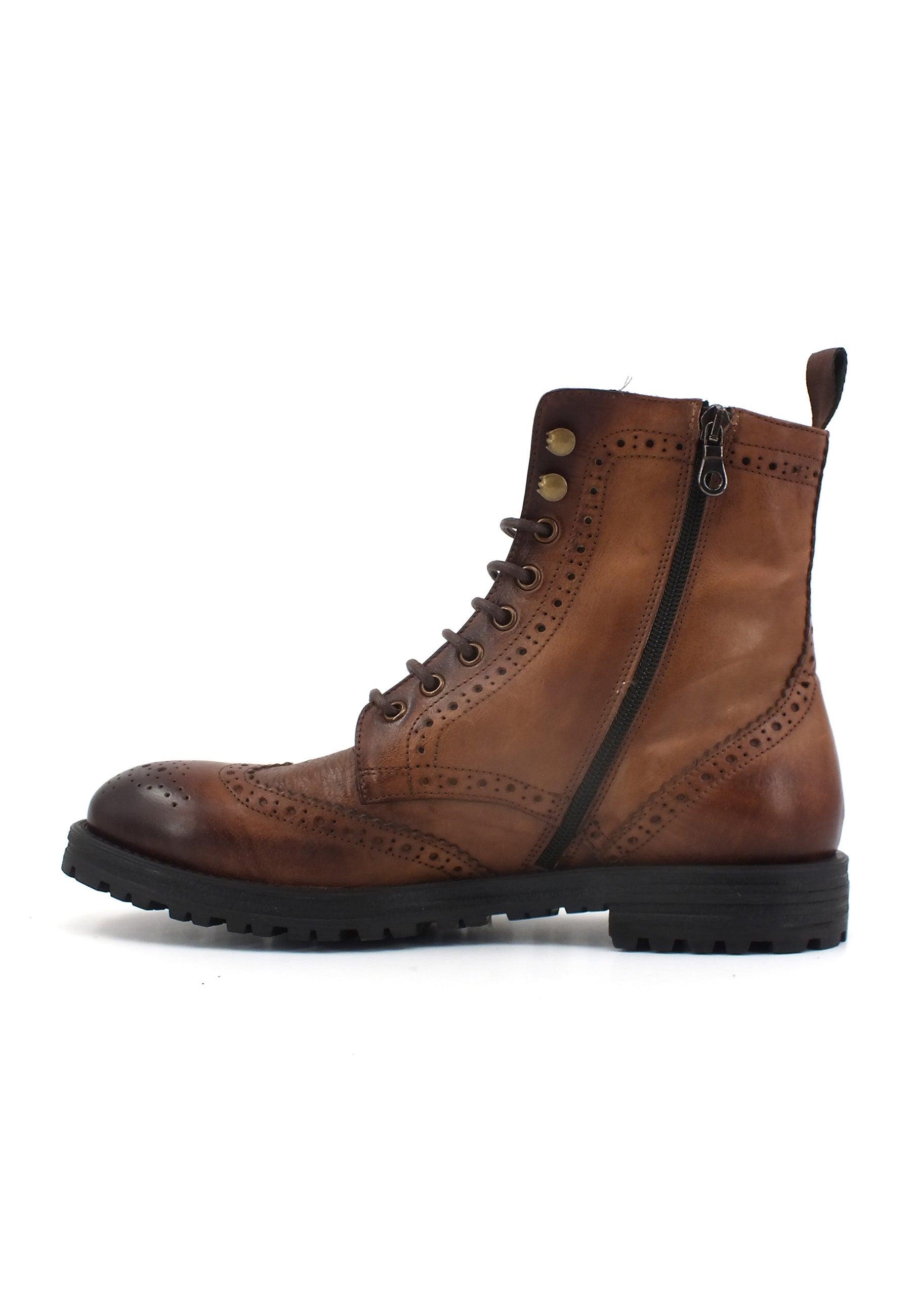 FRANCO FEDELE Stivaletto Anfibio Uomo Ottone Antico Marrone 1217 - Sandrini Calzature e Abbigliamento