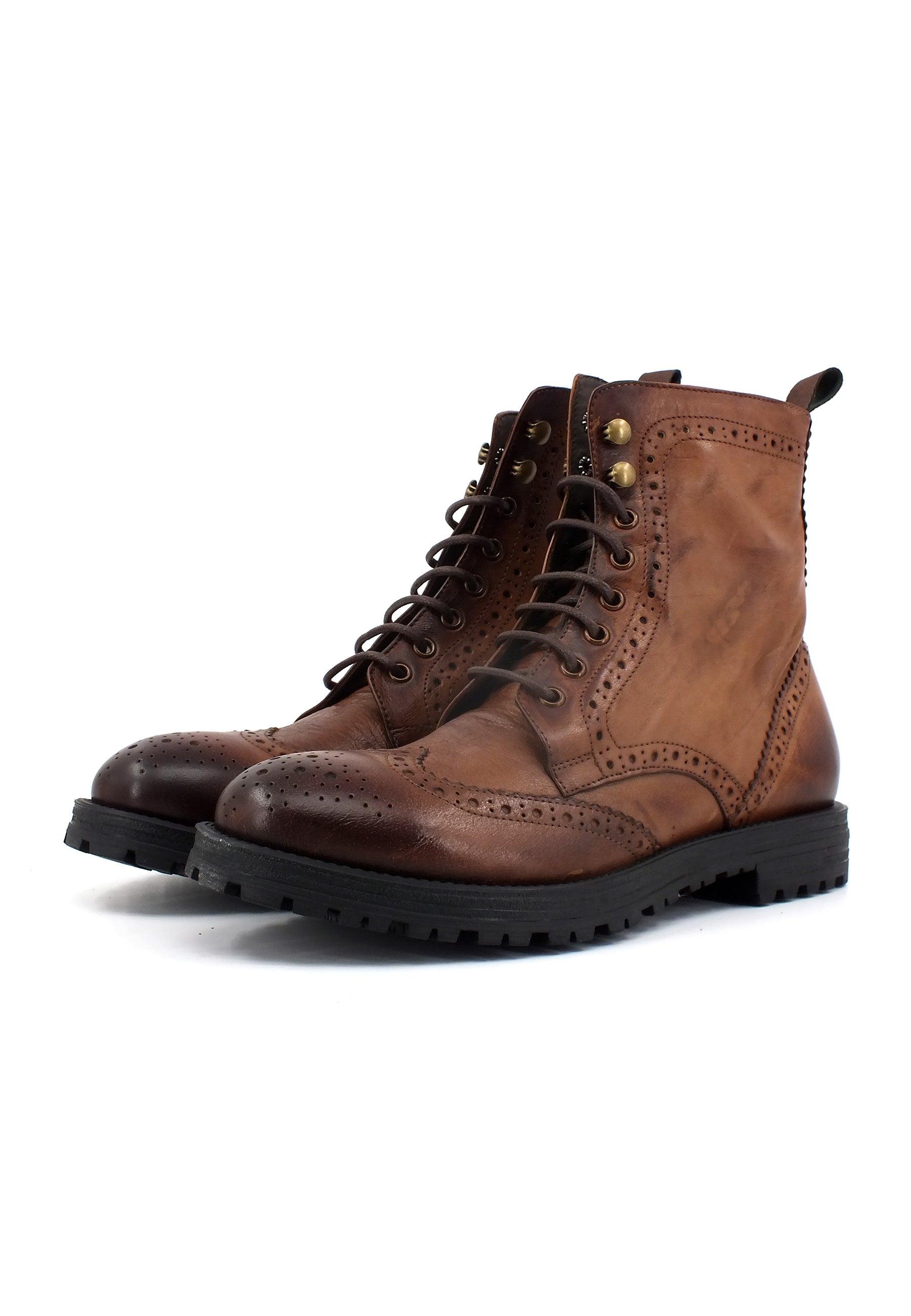 FRANCO FEDELE Stivaletto Anfibio Uomo Ottone Antico Marrone 1217 - Sandrini Calzature e Abbigliamento
