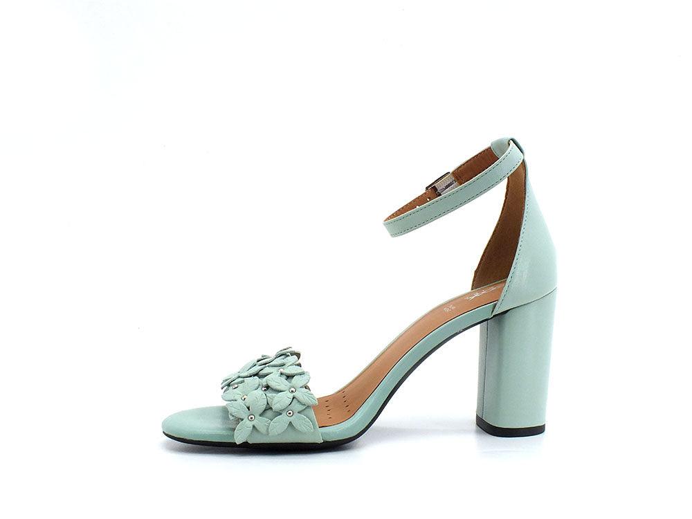 GEOX Sandalo Tacco Pelle Eraklia Mint Azzurro - Sandrini Calzature e Abbigliamento