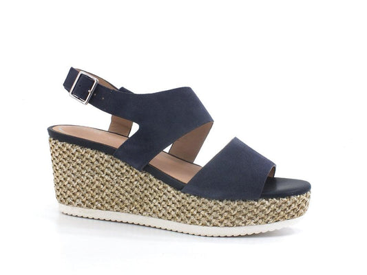 GEOX Sandalo Zeppa Pelle Lipari Dark Jeans Blu - Sandrini Calzature e Abbigliamento