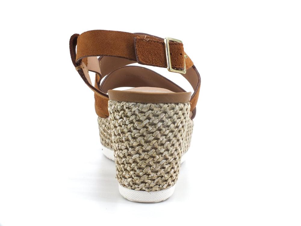GEOX Sandalo Zeppa Pelle Lipari Marrone Cognac - Sandrini Calzature e Abbigliamento