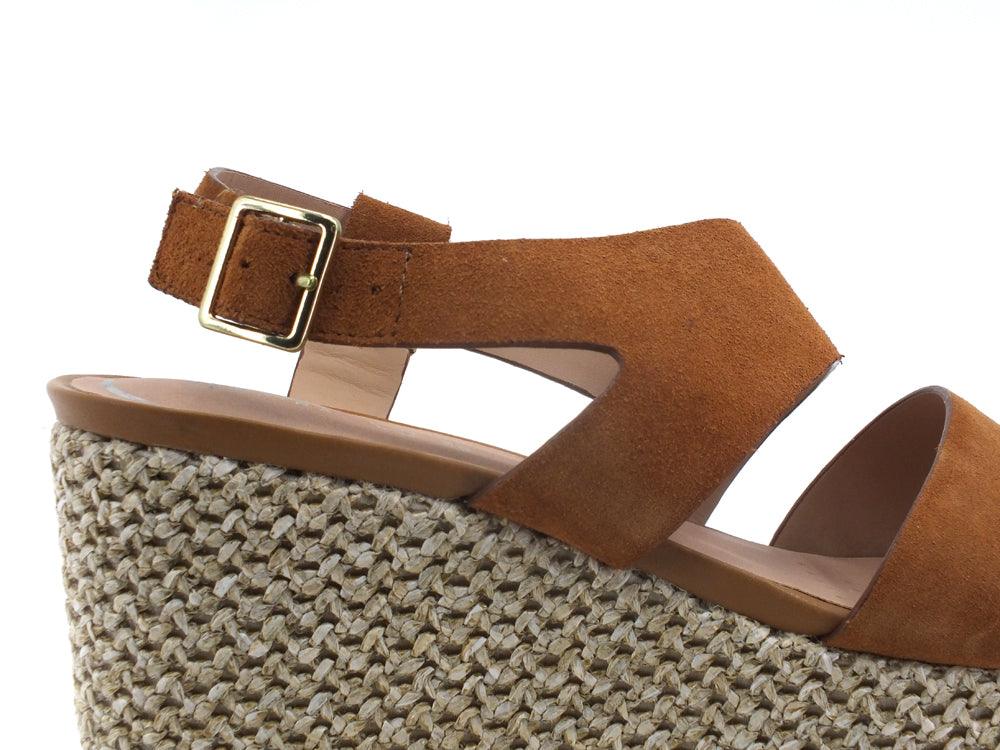 GEOX Sandalo Zeppa Pelle Lipari Marrone Cognac - Sandrini Calzature e Abbigliamento