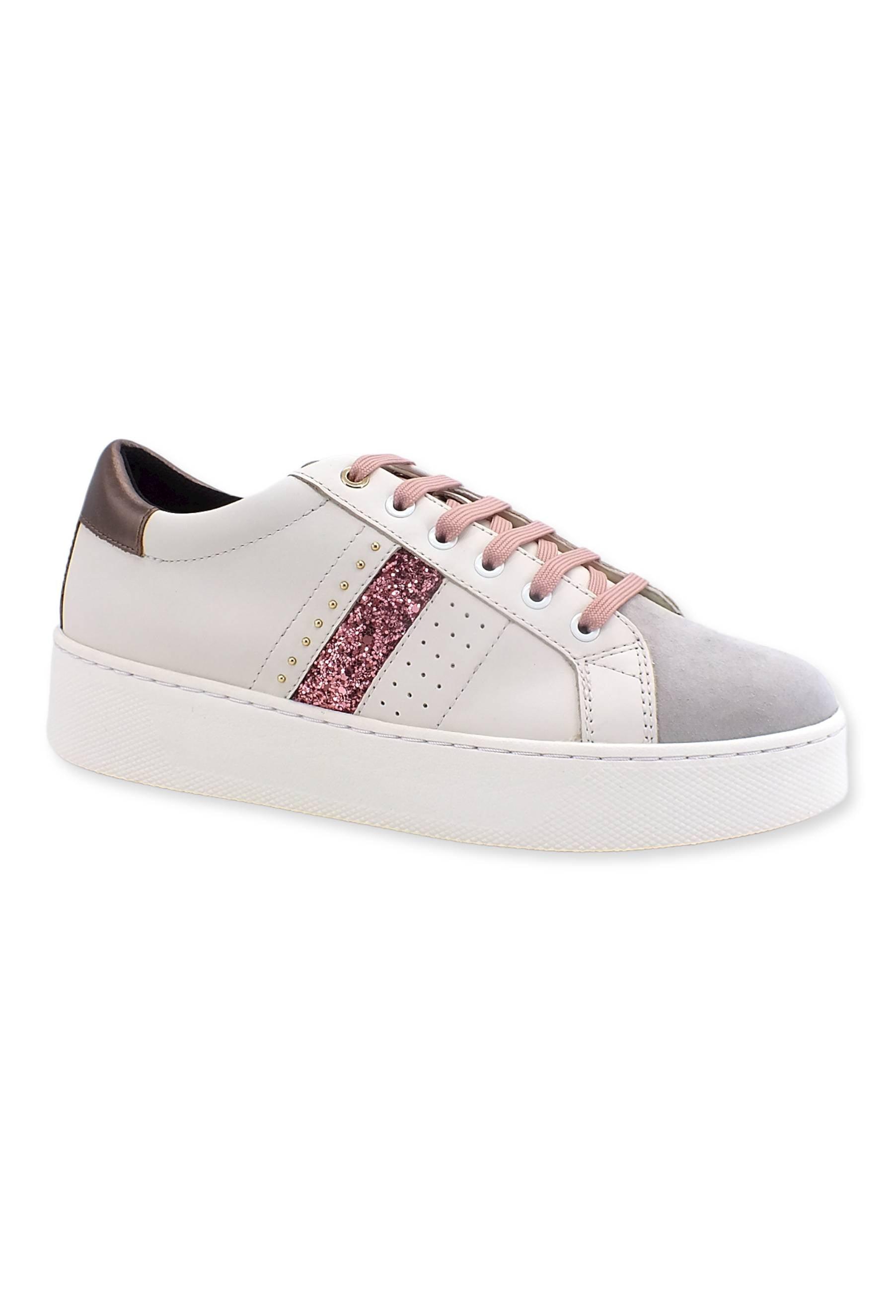 GEOX Skyely Sneaker Donna Glitter Off White Rose D16QXE085CFC1Q8J - Sandrini Calzature e Abbigliamento