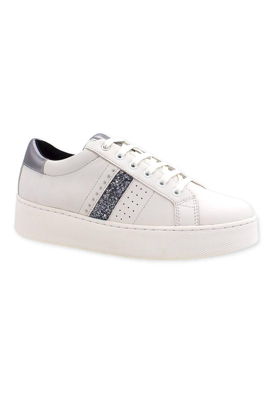 GEOX Skyely Sneaker Donna Off White Silver D16QXE085CFC1Q1A - Sandrini Calzature e Abbigliamento