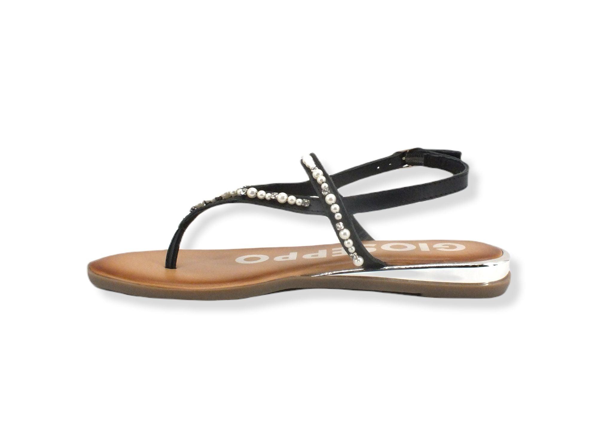 GIOSEPPO Kleberg Sandalo Infradito Perle Strass Black 65930 - Sandrini Calzature e Abbigliamento