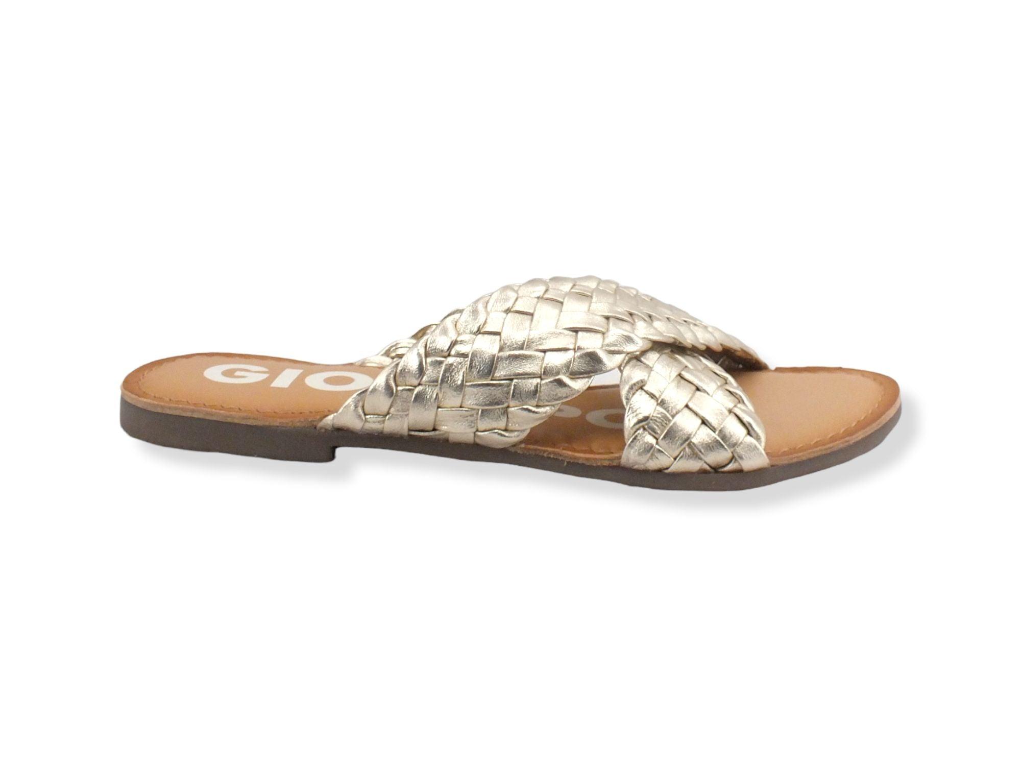 GIOSEPPO Upala Ciabatta Fasce Incrociate Intreccio Gold 65940 - Sandrini Calzature e Abbigliamento