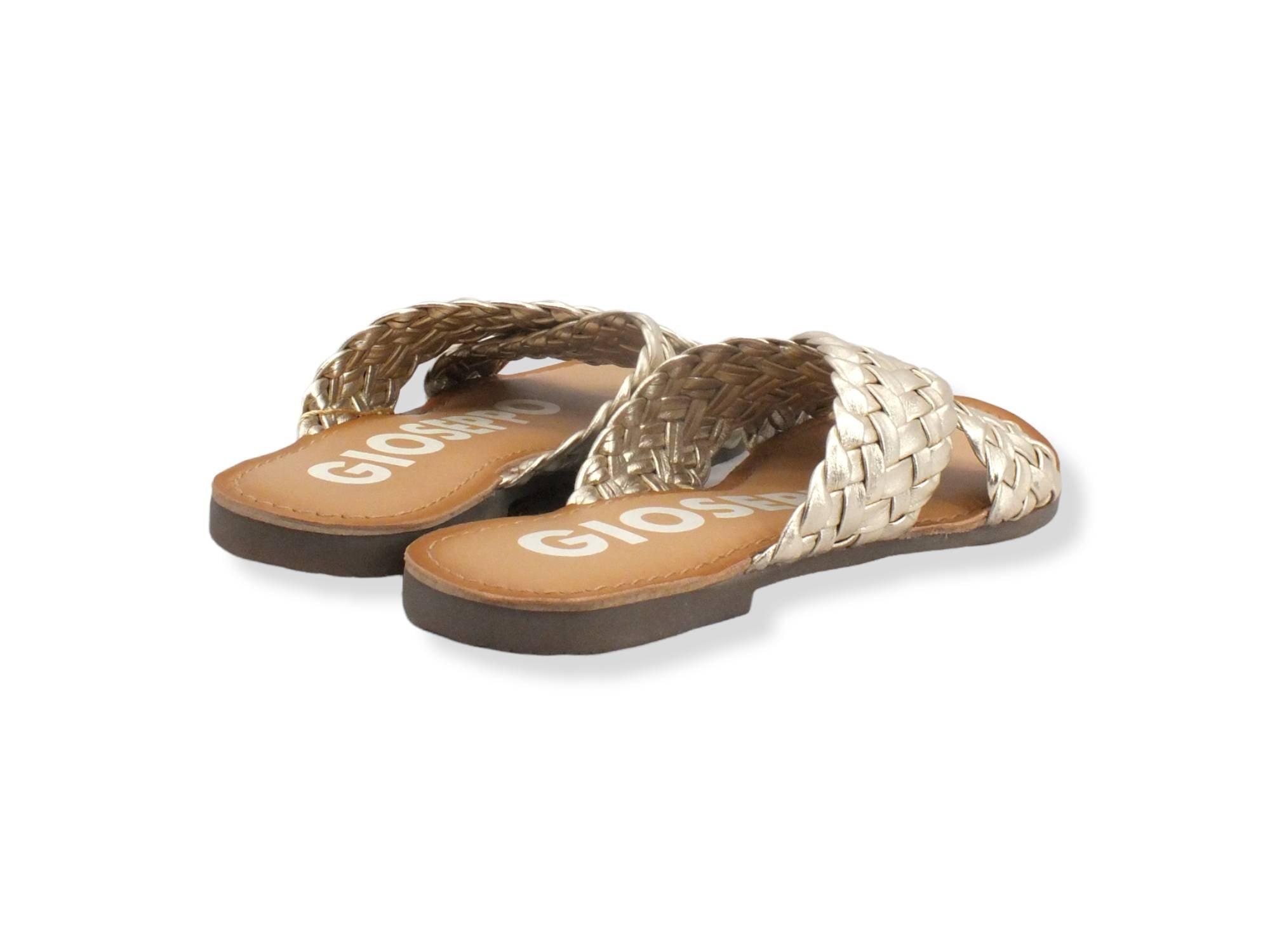 GIOSEPPO Upala Ciabatta Fasce Incrociate Intreccio Gold 65940 - Sandrini Calzature e Abbigliamento