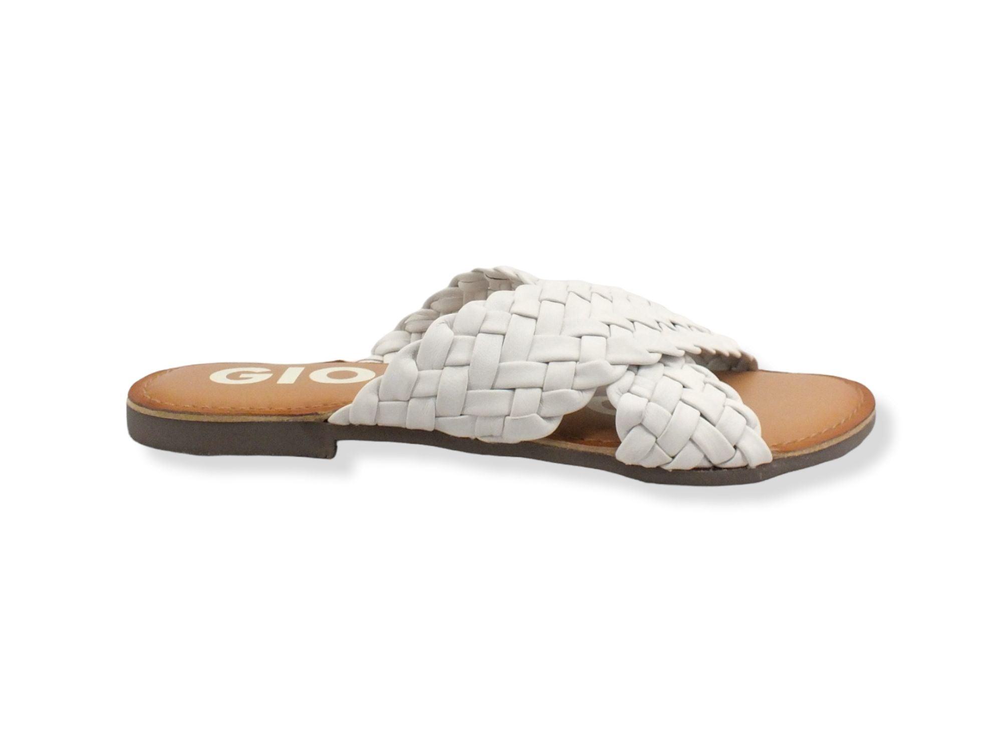 GIOSEPPO Upala Ciabatta Fasce Incrociate Intreccio Off White 65940 - Sandrini Calzature e Abbigliamento