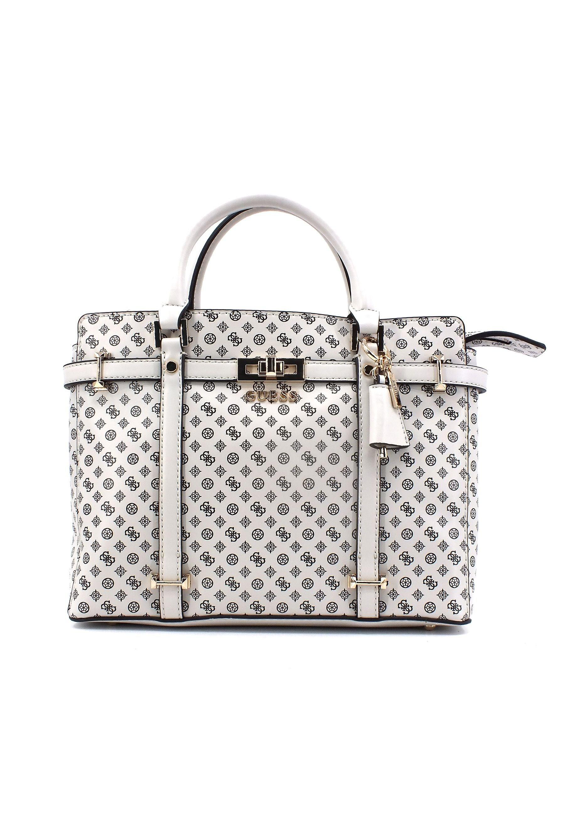 GUESS Emilee Borsa Satchel Stone Logo Bianco PS886206 - Sandrini Calzature e Abbigliamento