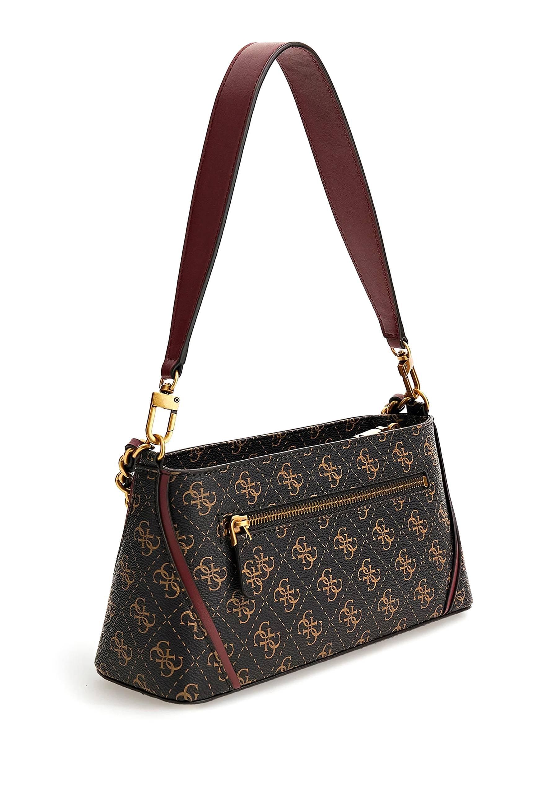 GUESS Izzy Borsa Shoulder Bag Brown Logo Merlot QB865418 - Sandrini Calzature e Abbigliamento