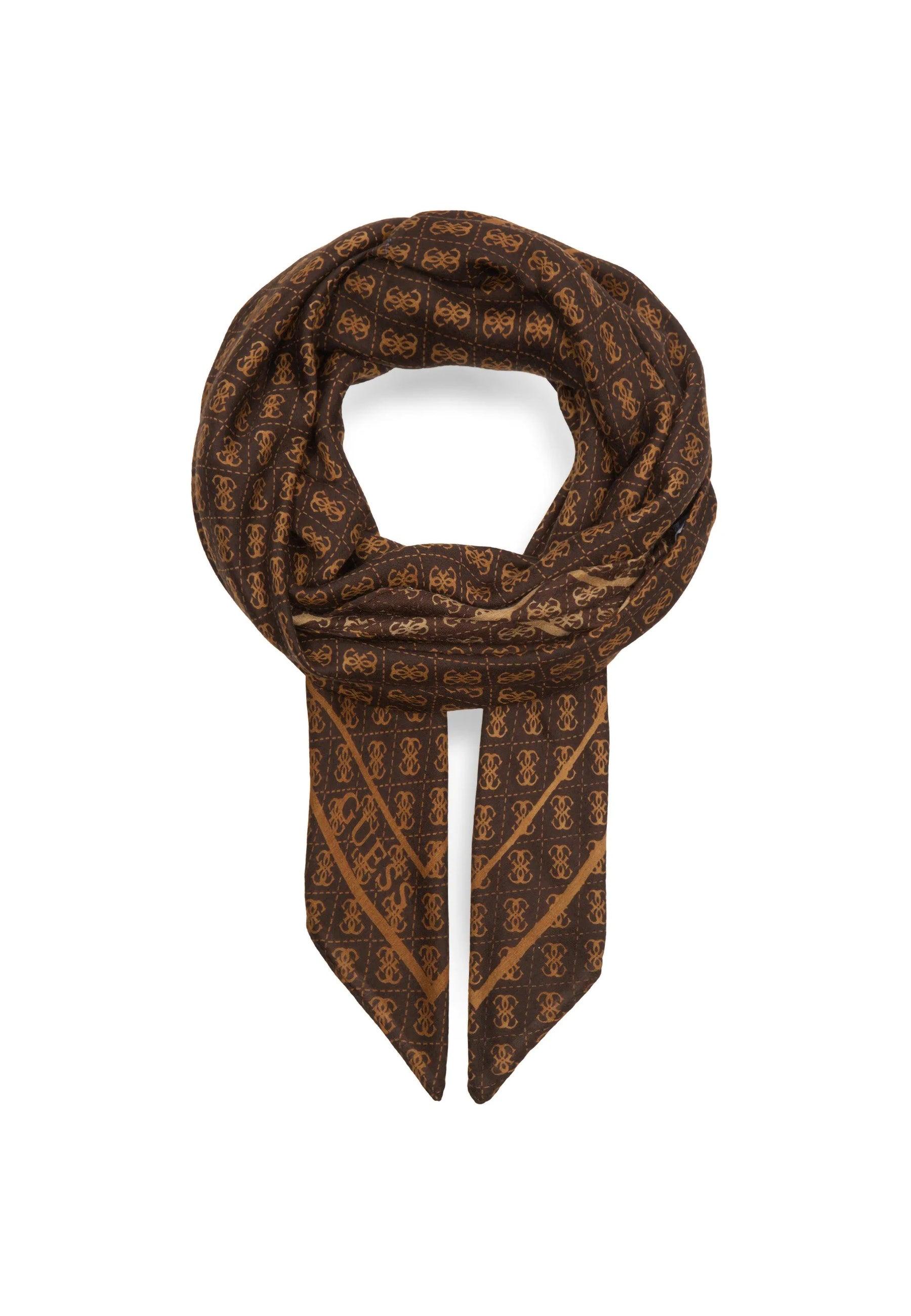 GUESS Kefiah Foulard Donna Brown Logo AW9986SIL30 - Sandrini Calzature e Abbigliamento