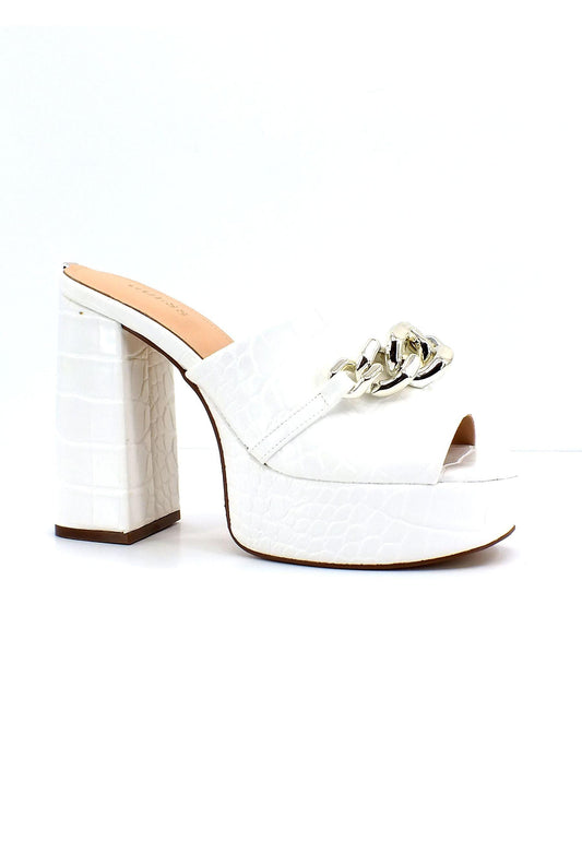 GUESS Sabot Tacco Largo Donna White FL5XANPEL03 - Sandrini Calzature e Abbigliamento