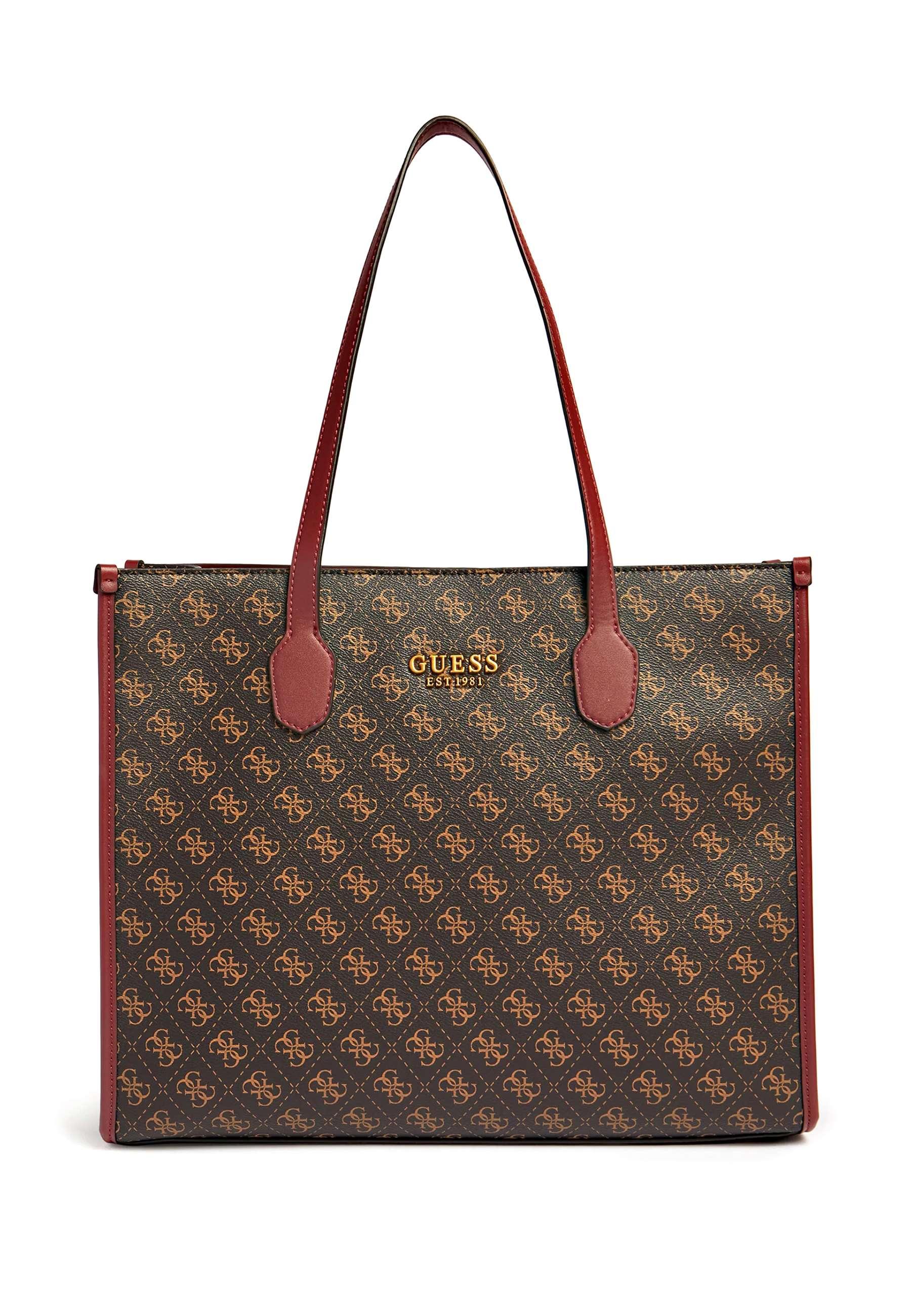 GUESS Silvana Tote Borsa Donna Brown Logo Merlot QB866523 - Sandrini Calzature e Abbigliamento