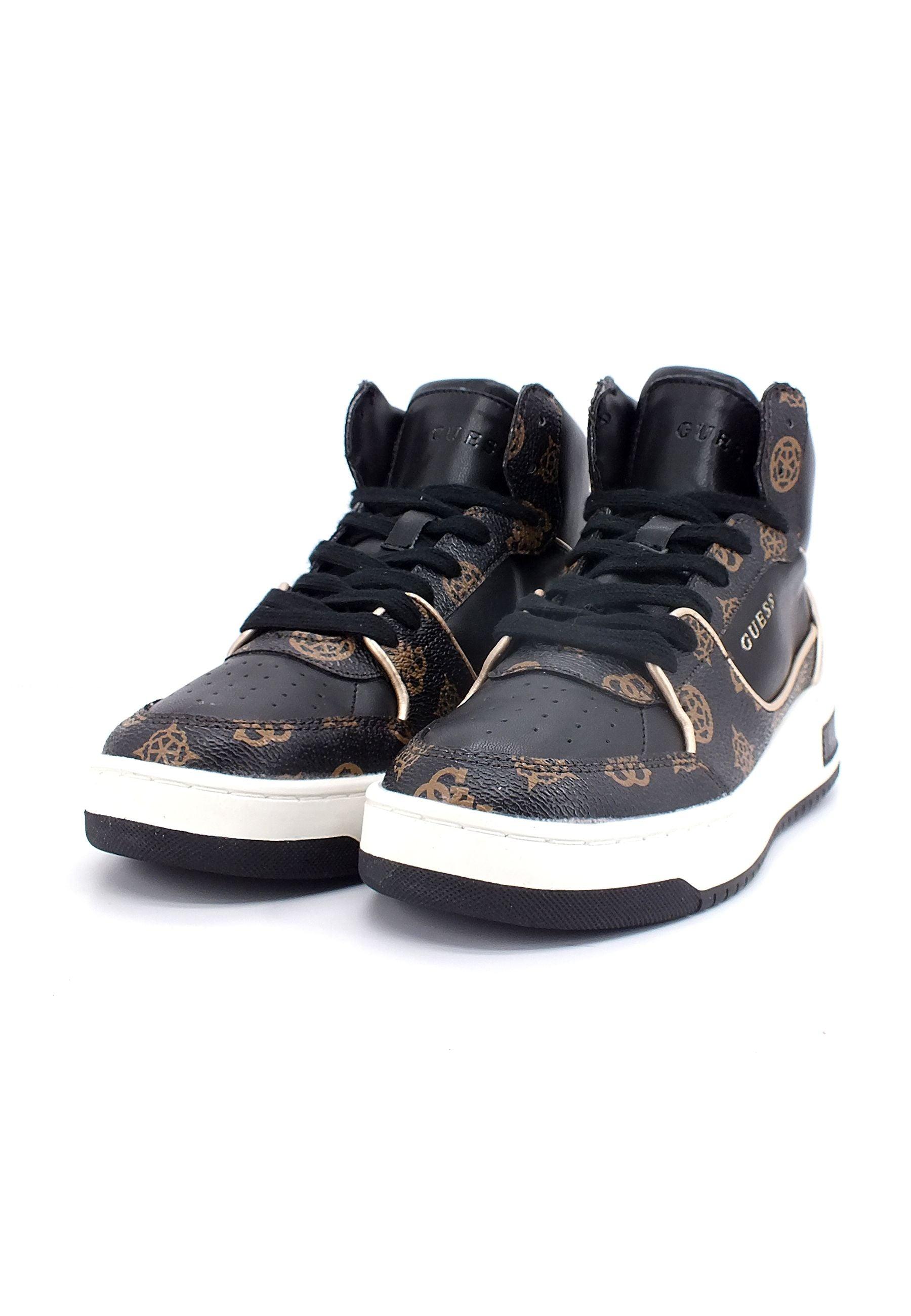 GUESS Sneaker Basket Hi Donna Black Brown FL8TULSMF12 - Sandrini Calzature e Abbigliamento