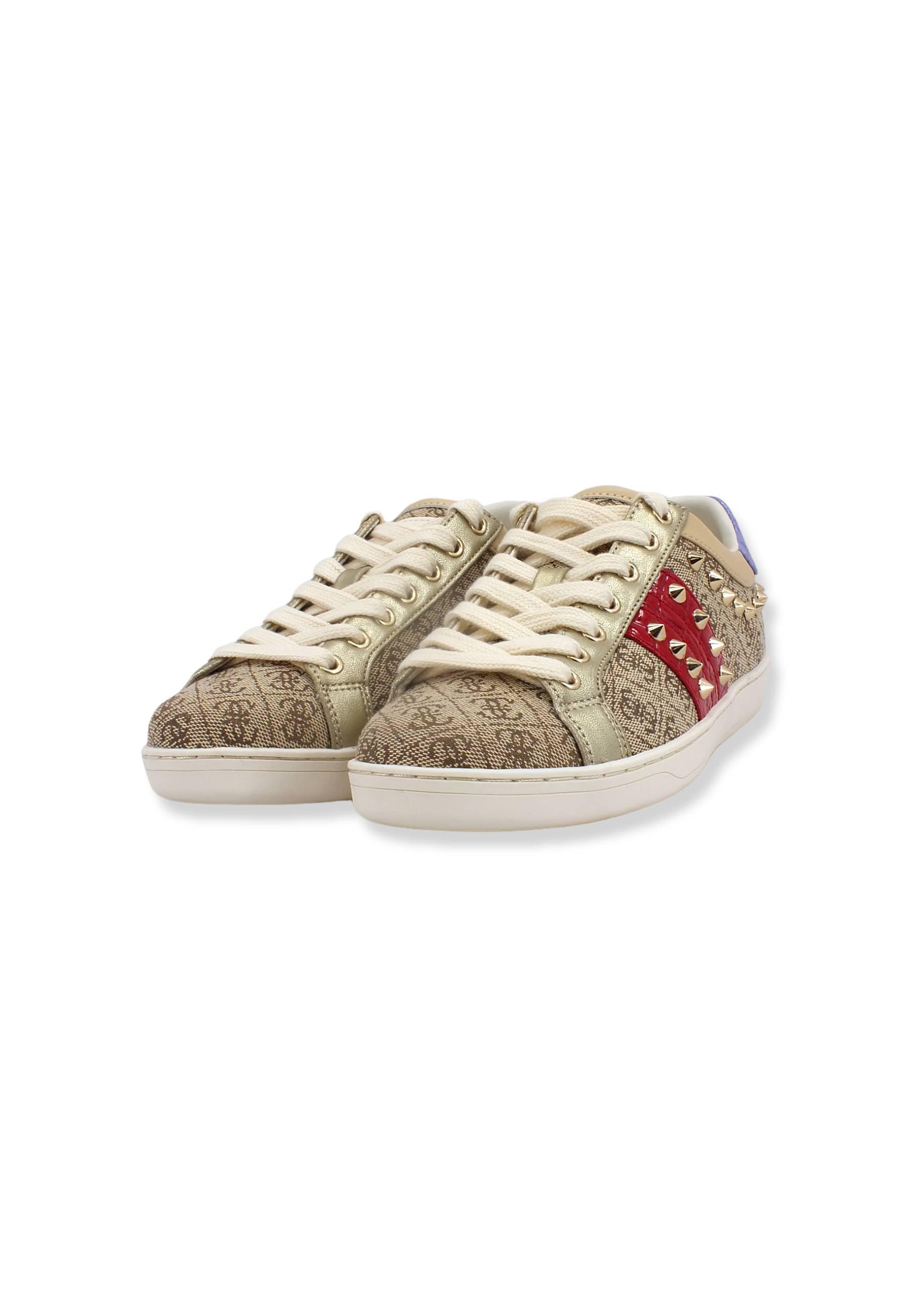 GUESS Sneaker Donna Loghi Borchie Beige Red FL7RL3FAL12 - Sandrini Calzature e Abbigliamento