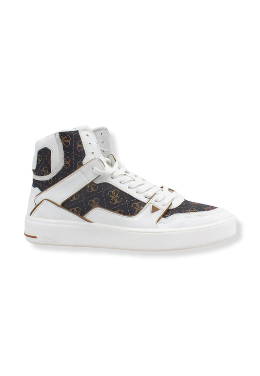 GUESS Sneaker Hi Bicolor Loghi Uomo White Ocra FM7VBMELL12 - Sandrini Calzature e Abbigliamento
