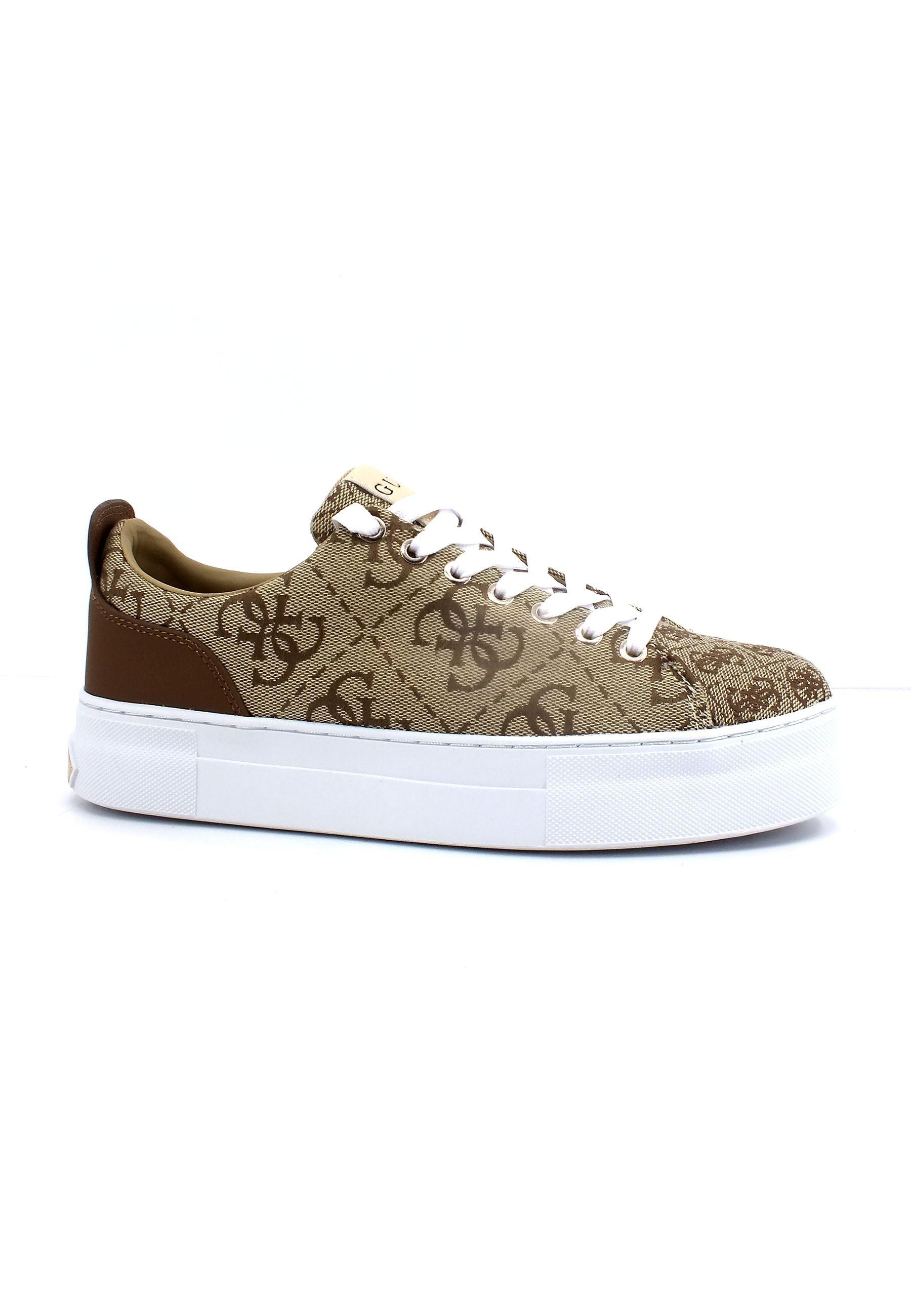 GUESS Sneaker Loghi Donna Beige Brown Cognac FL5GA6FAL12 - Sandrini Calzature e Abbigliamento