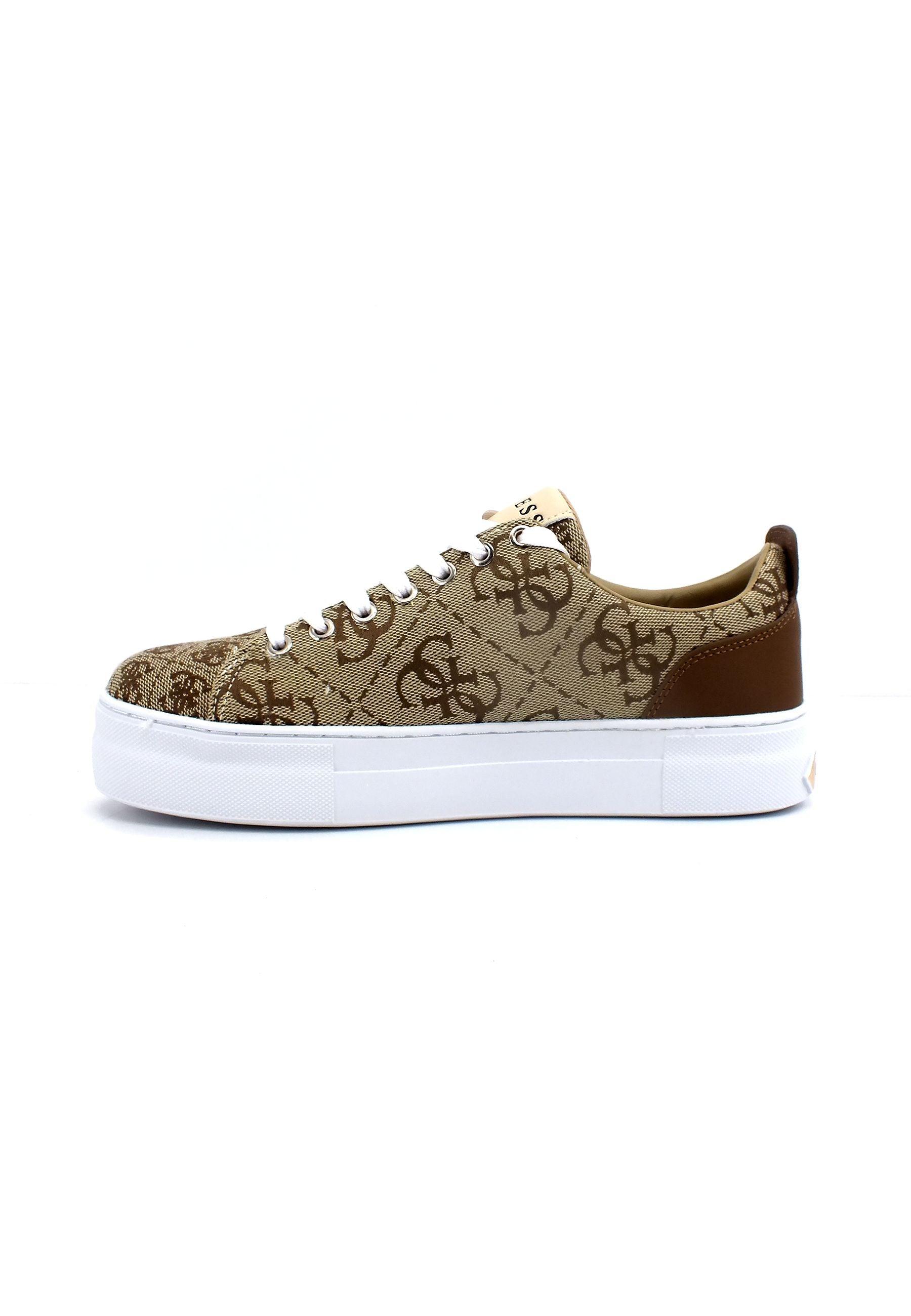 GUESS Sneaker Loghi Donna Beige Brown Cognac FL5GA6FAL12 - Sandrini Calzature e Abbigliamento