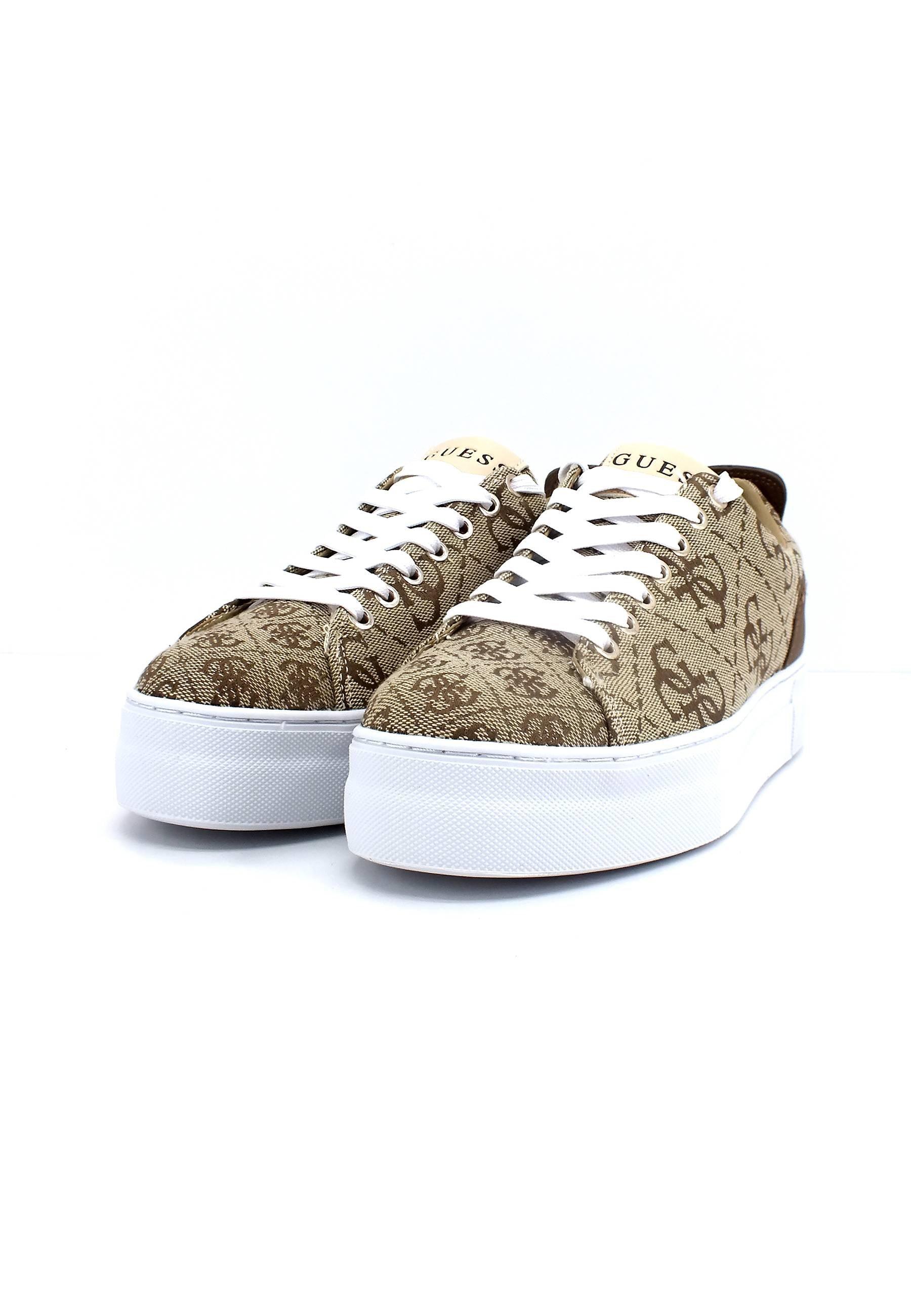 GUESS Sneaker Loghi Donna Beige Brown Cognac FL5GA6FAL12 - Sandrini Calzature e Abbigliamento
