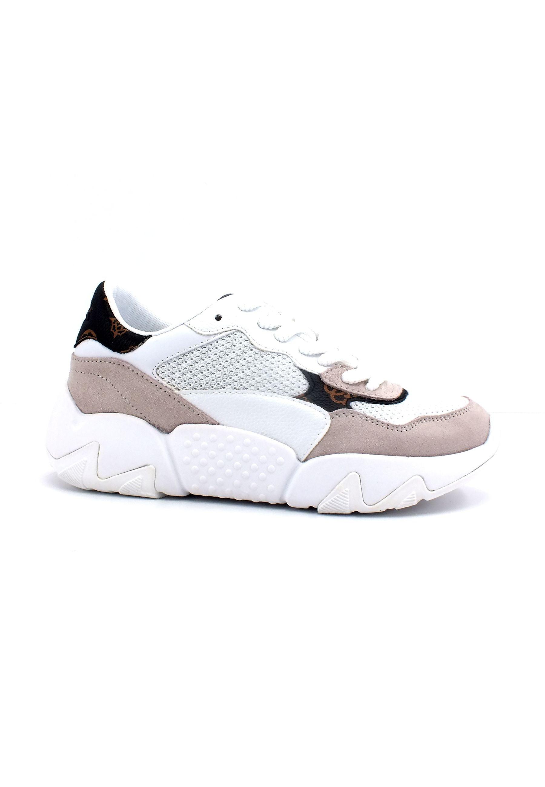 GUESS Sneaker Loghi Donna White Brown FL5GLDFAL12 - Sandrini Calzature e Abbigliamento