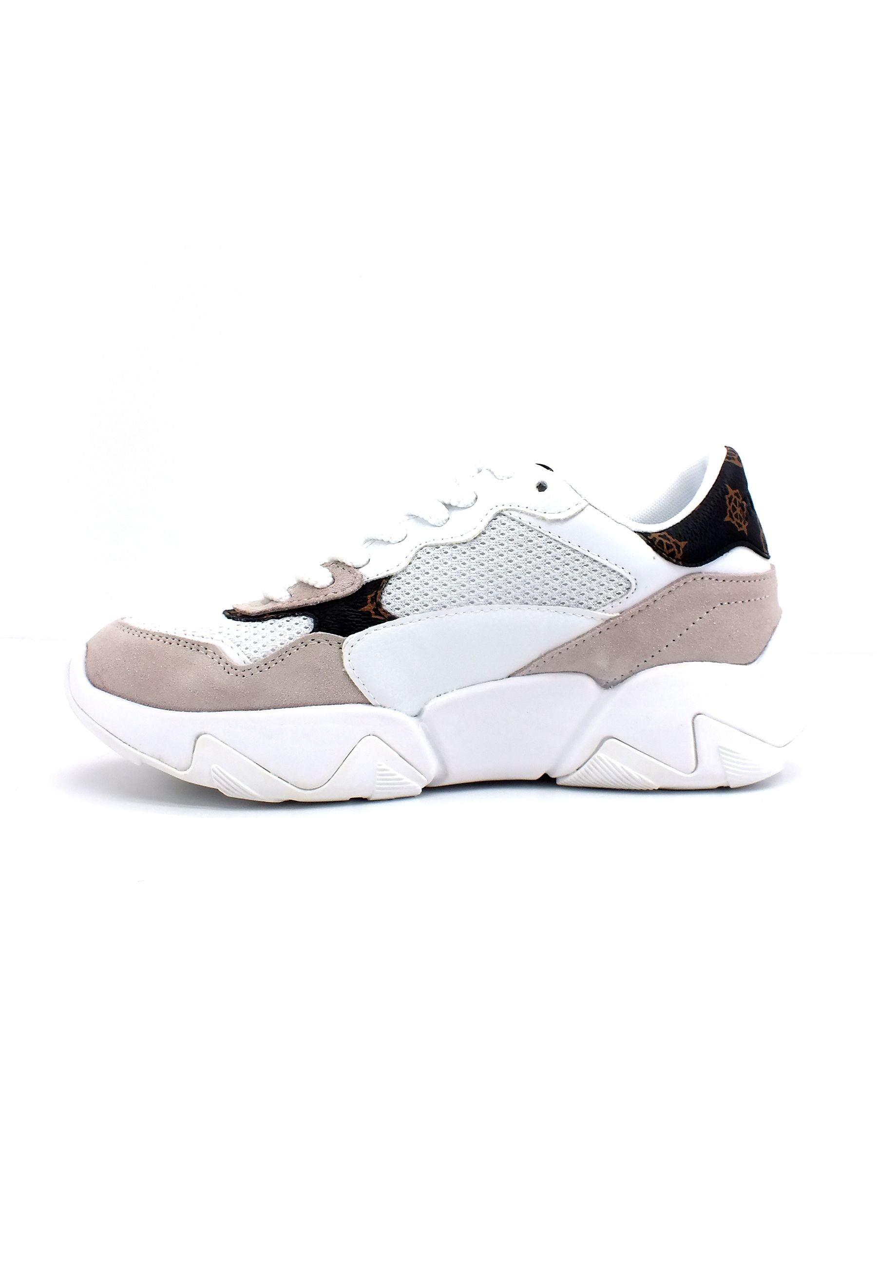 GUESS Sneaker Loghi Donna White Brown FL5GLDFAL12 - Sandrini Calzature e Abbigliamento