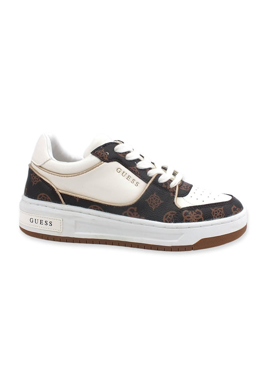 GUESS Sneaker Loghi Donna White Brown FL8TKYSMF12 - Sandrini Calzature e Abbigliamento