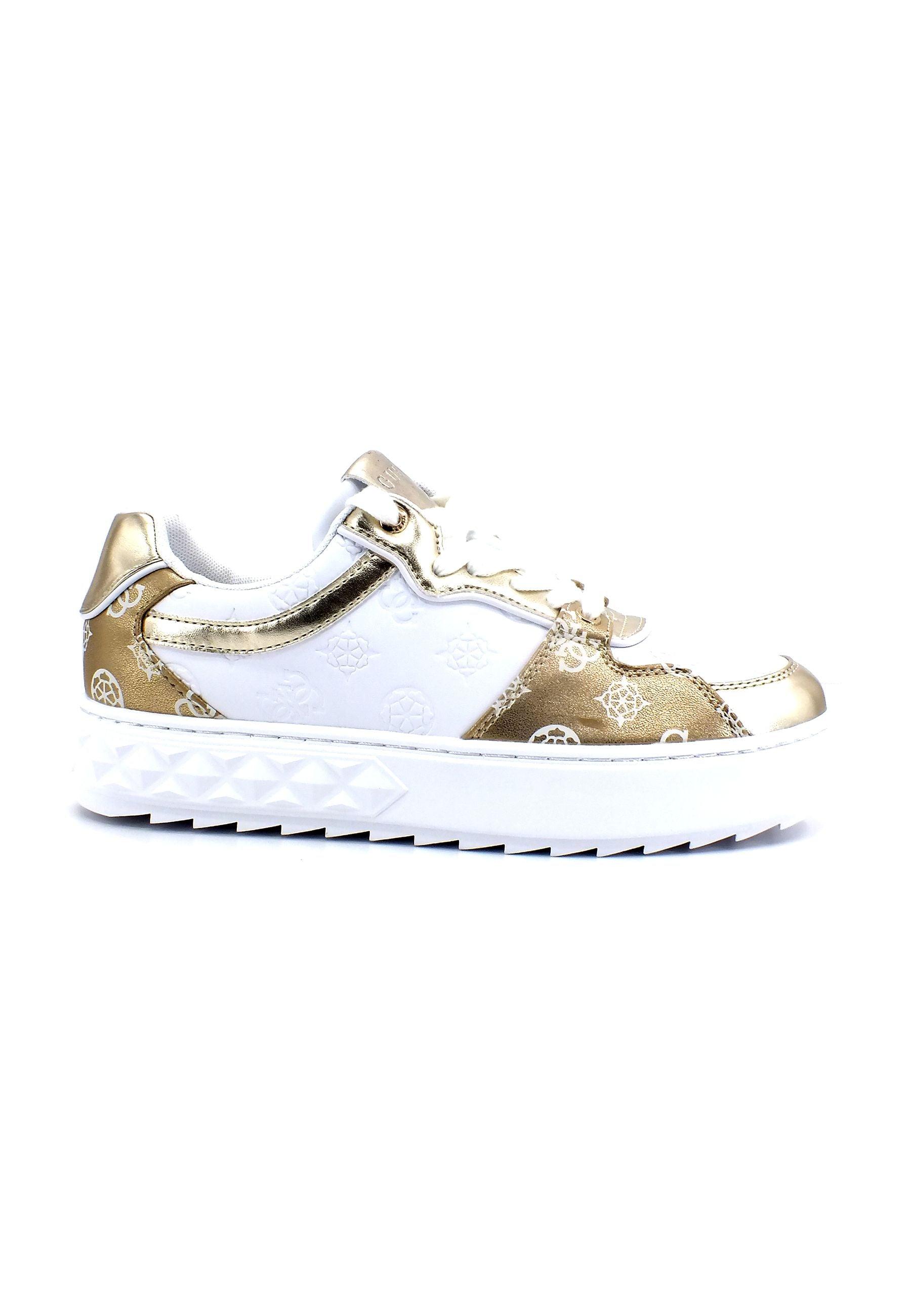 GUESS Sneaker Loghi Sneaker Donna White Gold FL5FIESMA12 - Sandrini Calzature e Abbigliamento