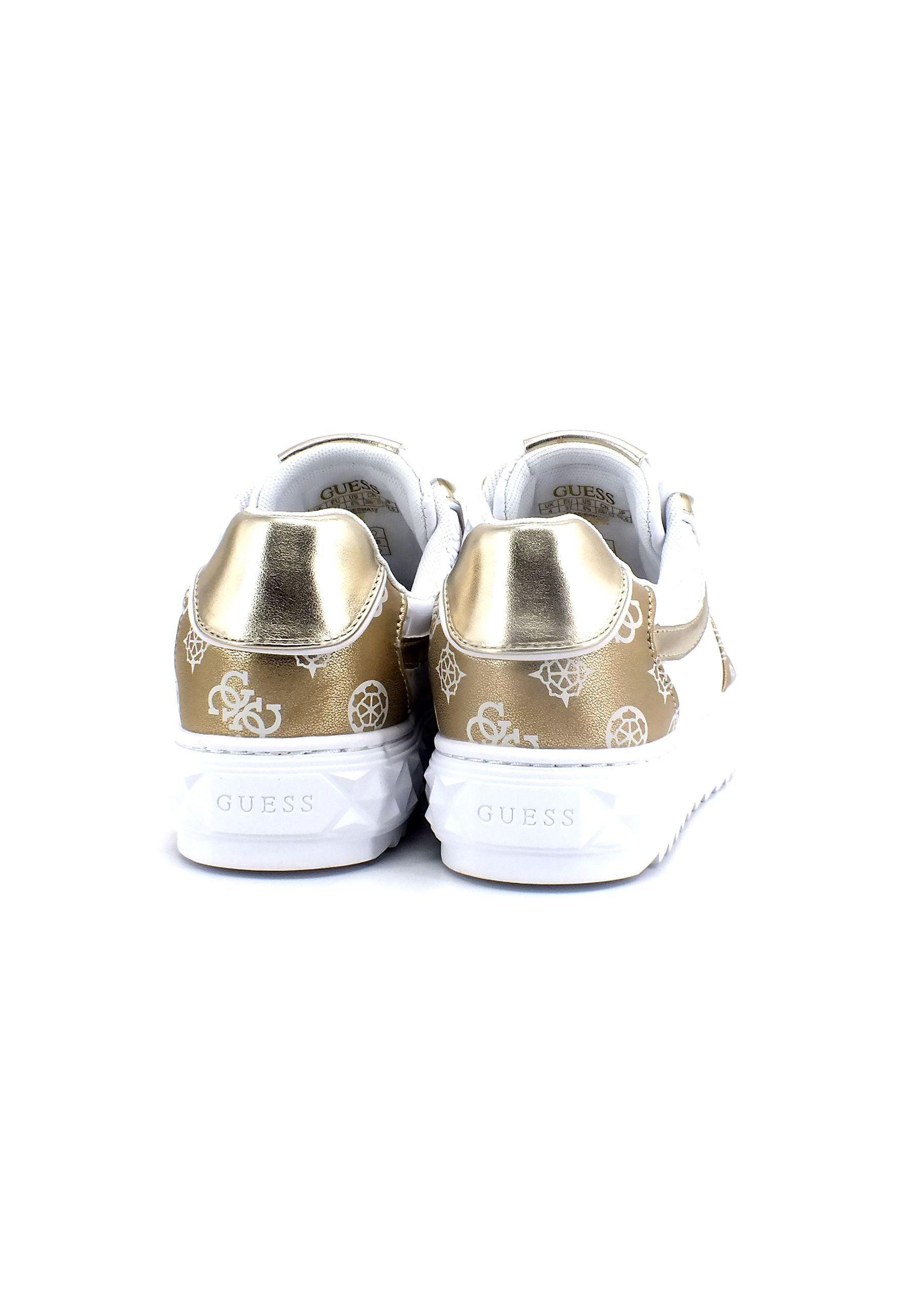 GUESS Sneaker Loghi Sneaker Donna White Gold FL5FIESMA12 - Sandrini Calzature e Abbigliamento