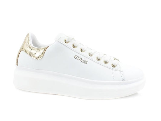 GUESS Sneaker Logo Retro Gold White FL7SALELE12 - Sandrini Calzature e Abbigliamento