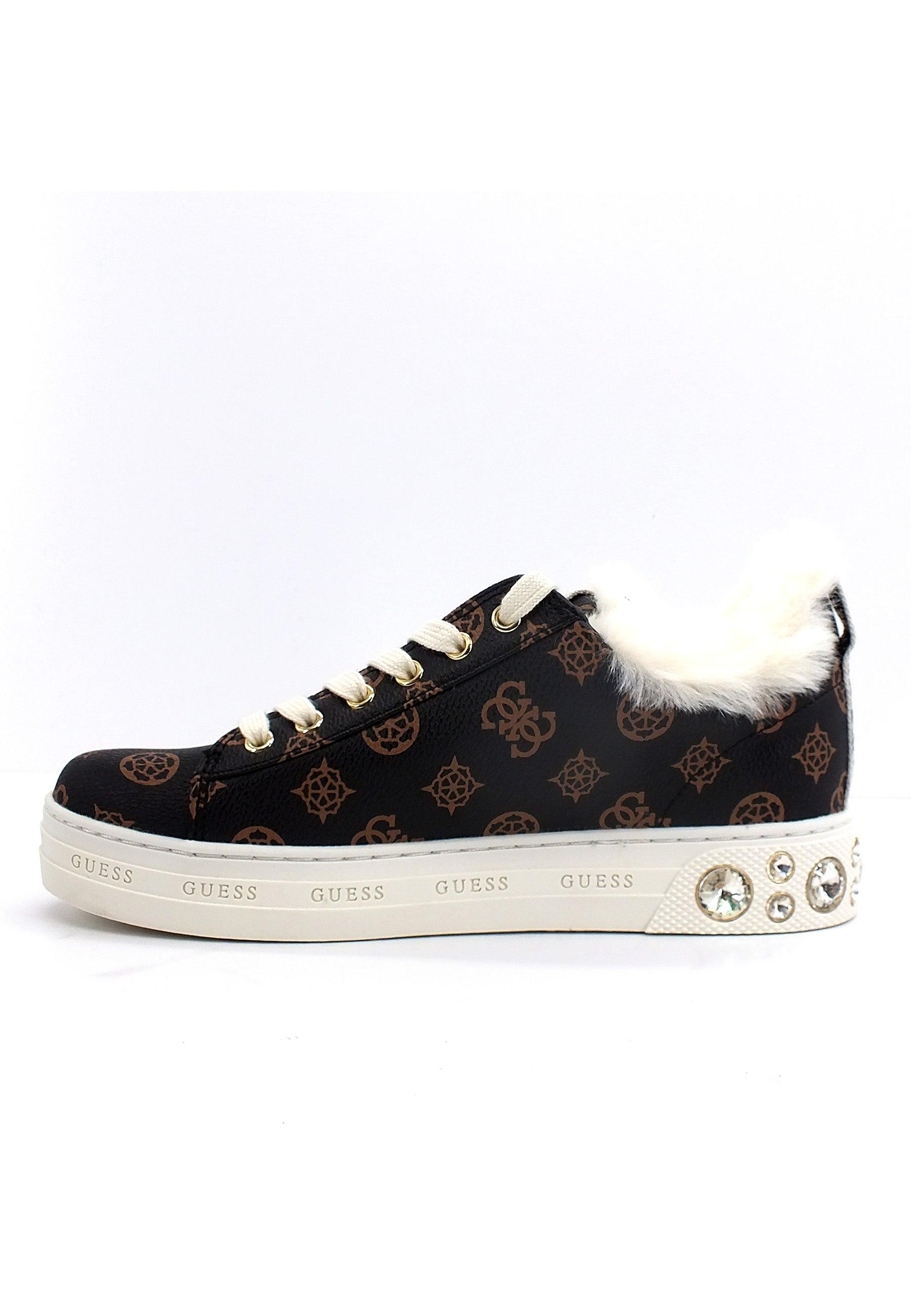 GUESS Sneaker Pelo Donna Brown Ochra FL8RV5FAL12 - Sandrini Calzature e Abbigliamento