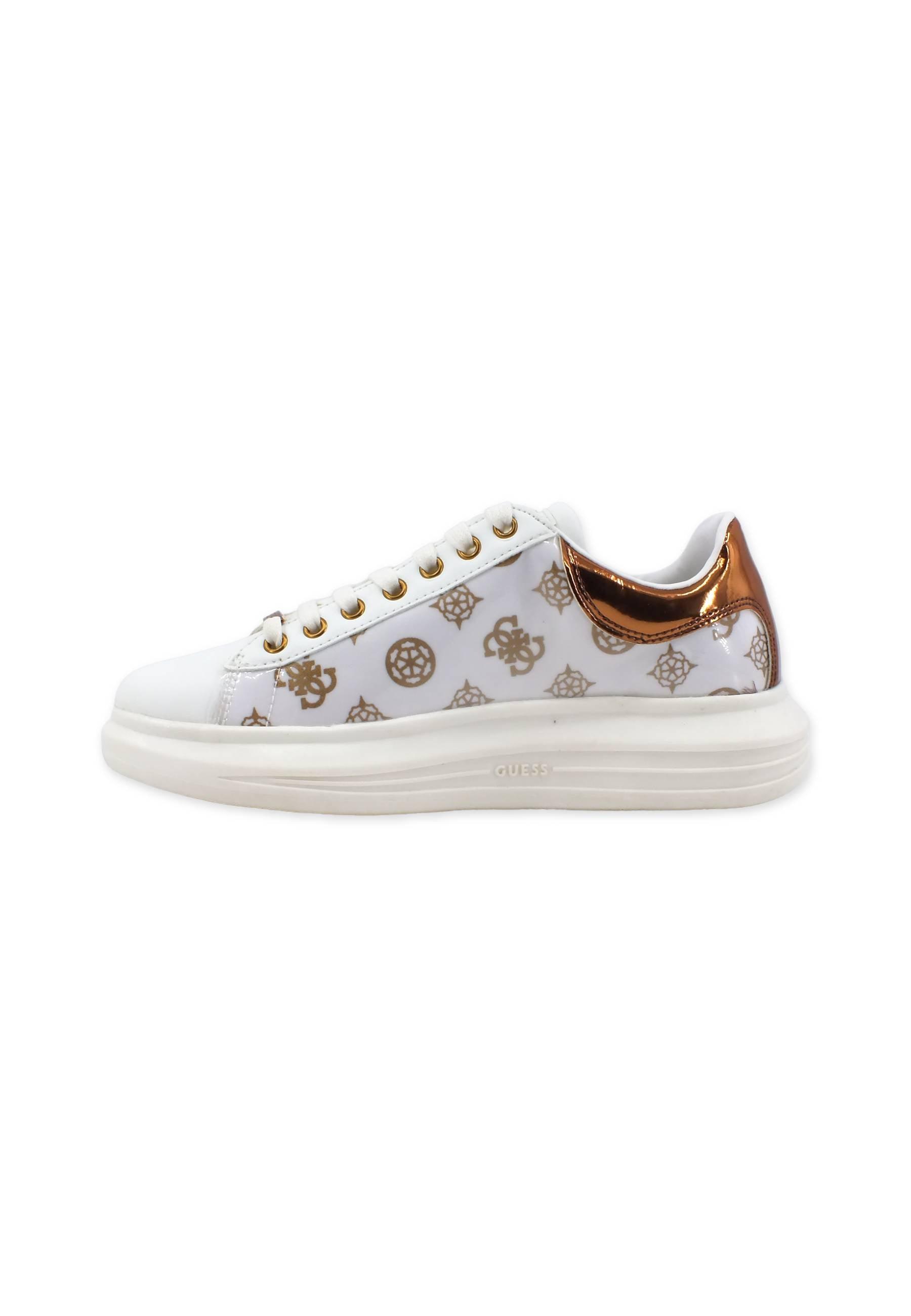 GUESS Sneaker Platform Donna White Brown FL5VIBFAB12 - Sandrini Calzature e Abbigliamento