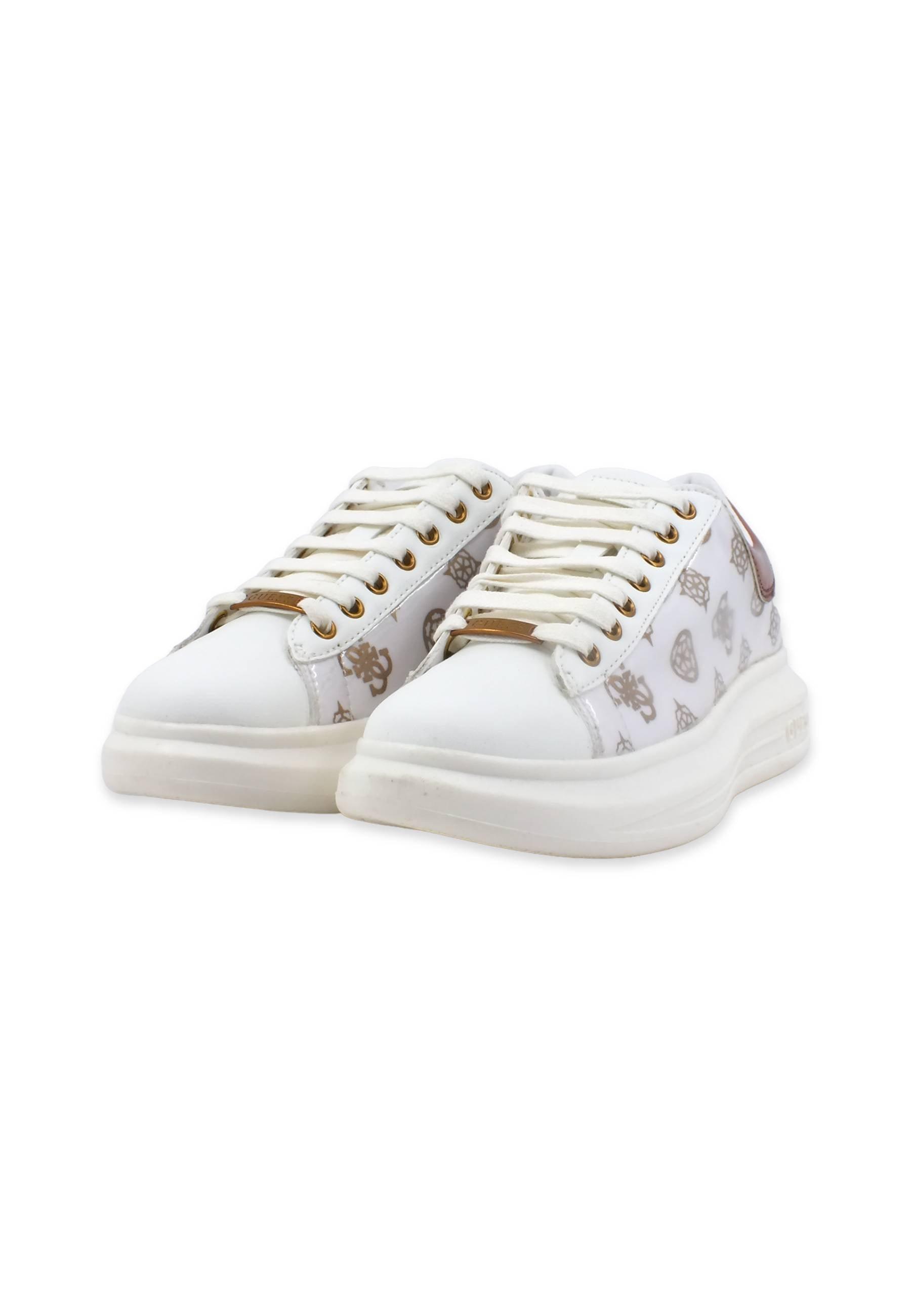 GUESS Sneaker Platform Donna White Brown FL5VIBFAB12 - Sandrini Calzature e Abbigliamento