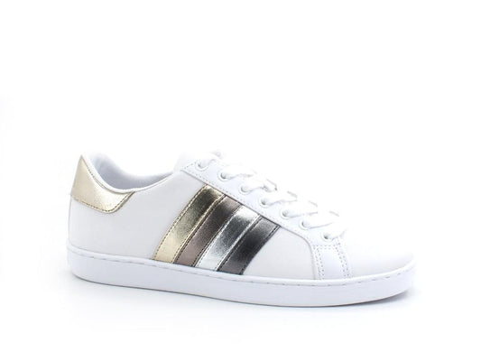 GUESS Sneaker Retro Gold Bande White Platino FL6JBBLEA12 - Sandrini Calzature e Abbigliamento